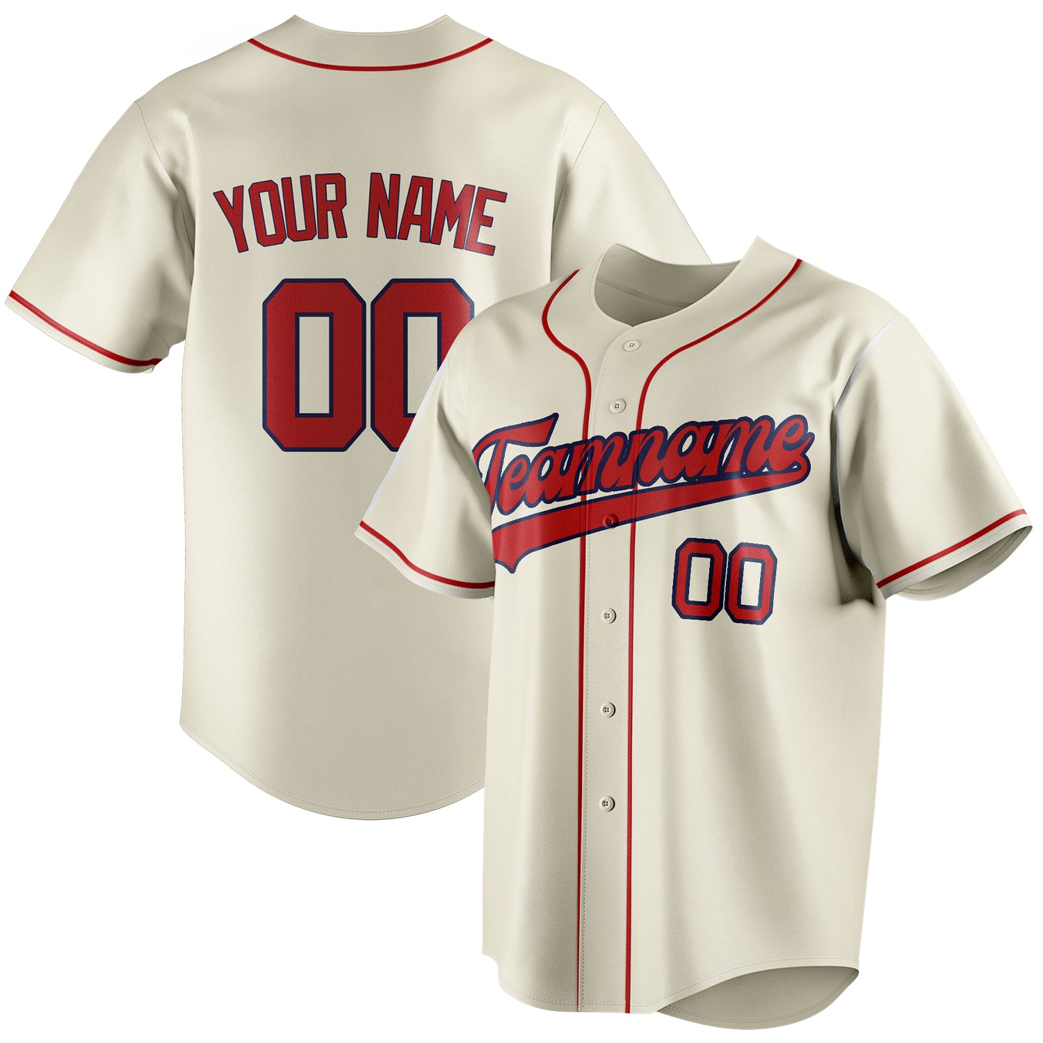 Personalized Cream & Red Color Fan Baseball Jersey BB01240529YX220