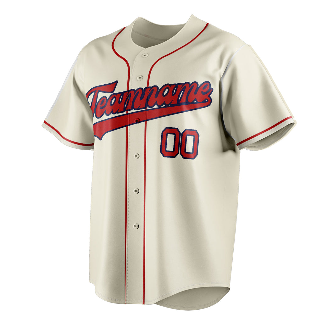 Personalized Cream & Red Color Fan Baseball Jersey