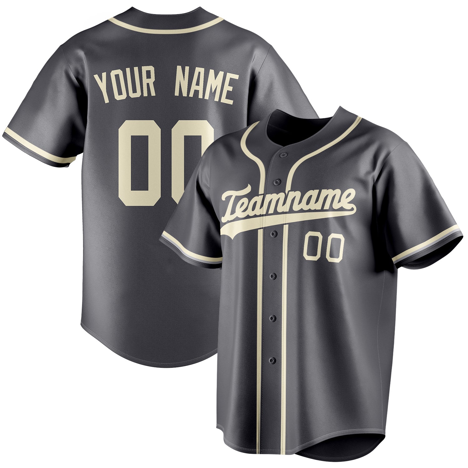 Personalized Steel Gray & Cream Color Fan Baseball Jersey BB01240530CK281