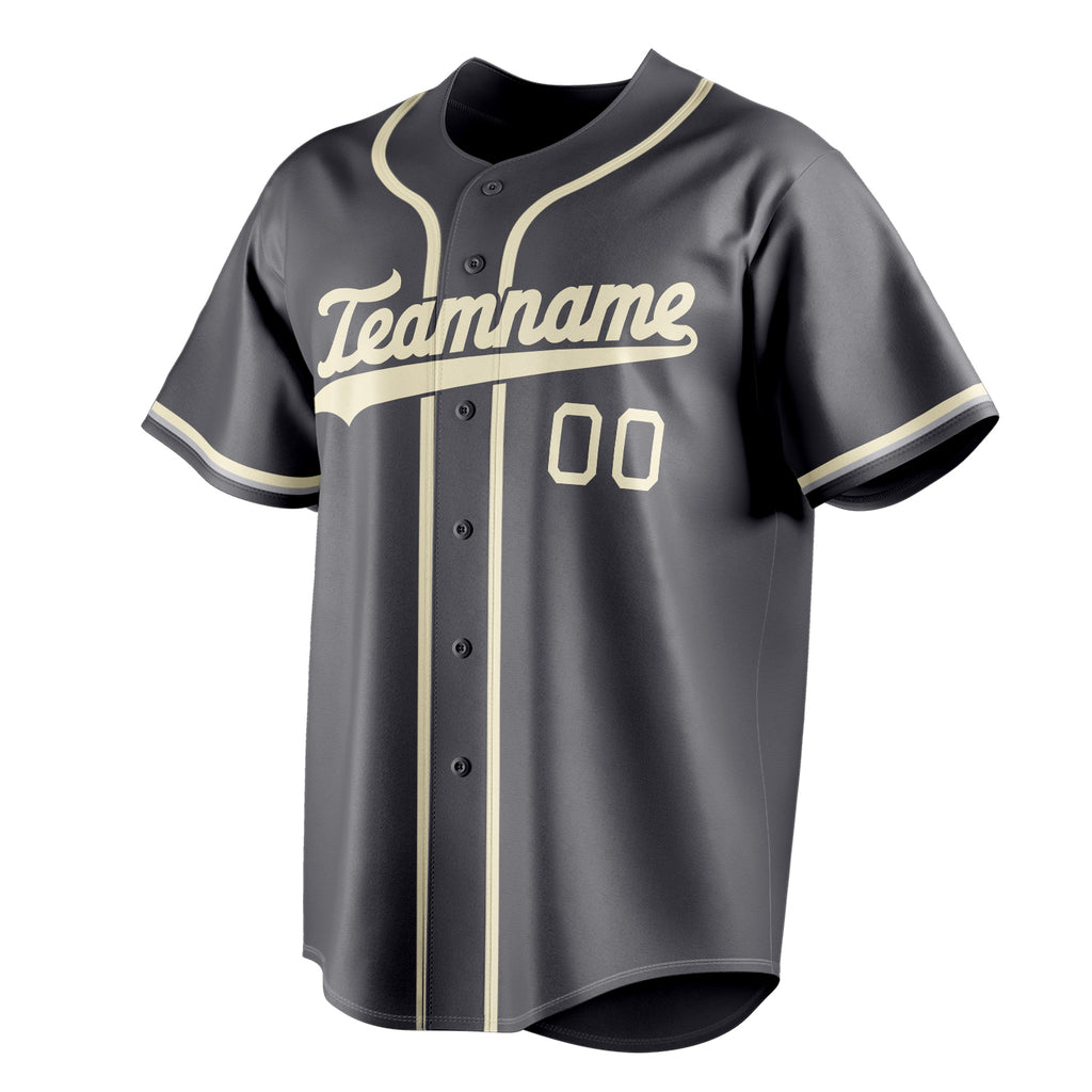 Personalized Steel Gray & Cream Color Fan Baseball Jersey