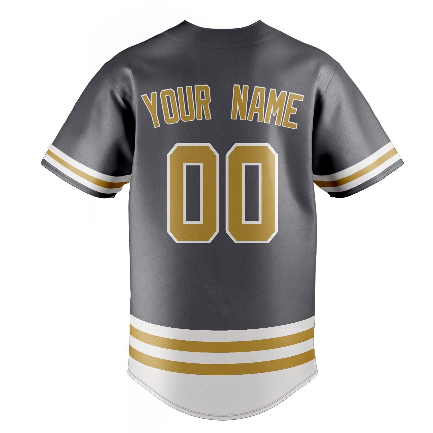 Personalized Steel Gray & Old Gold Double Stripe Fan Baseball Jersey