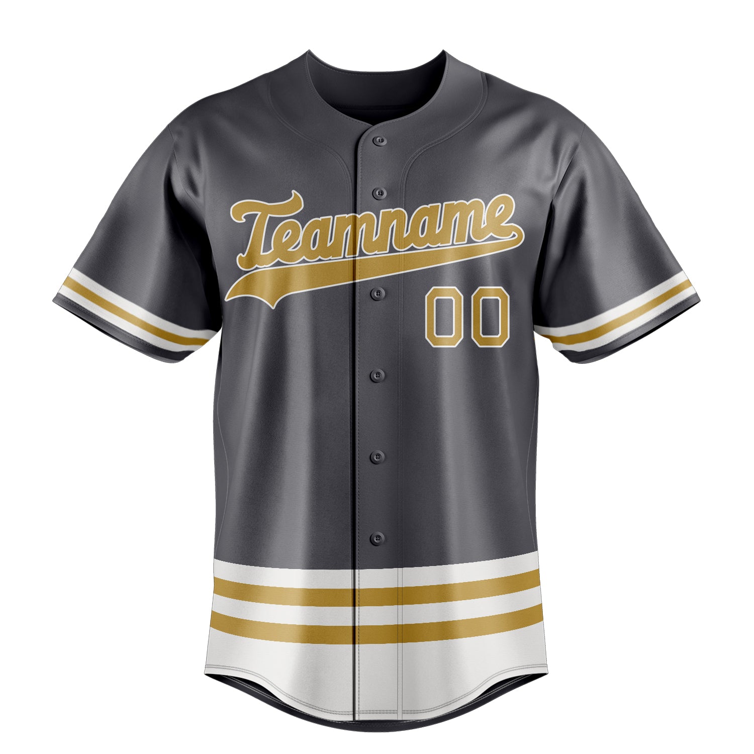 Personalized Steel Gray & Old Gold Double Stripe Fan Baseball Jersey