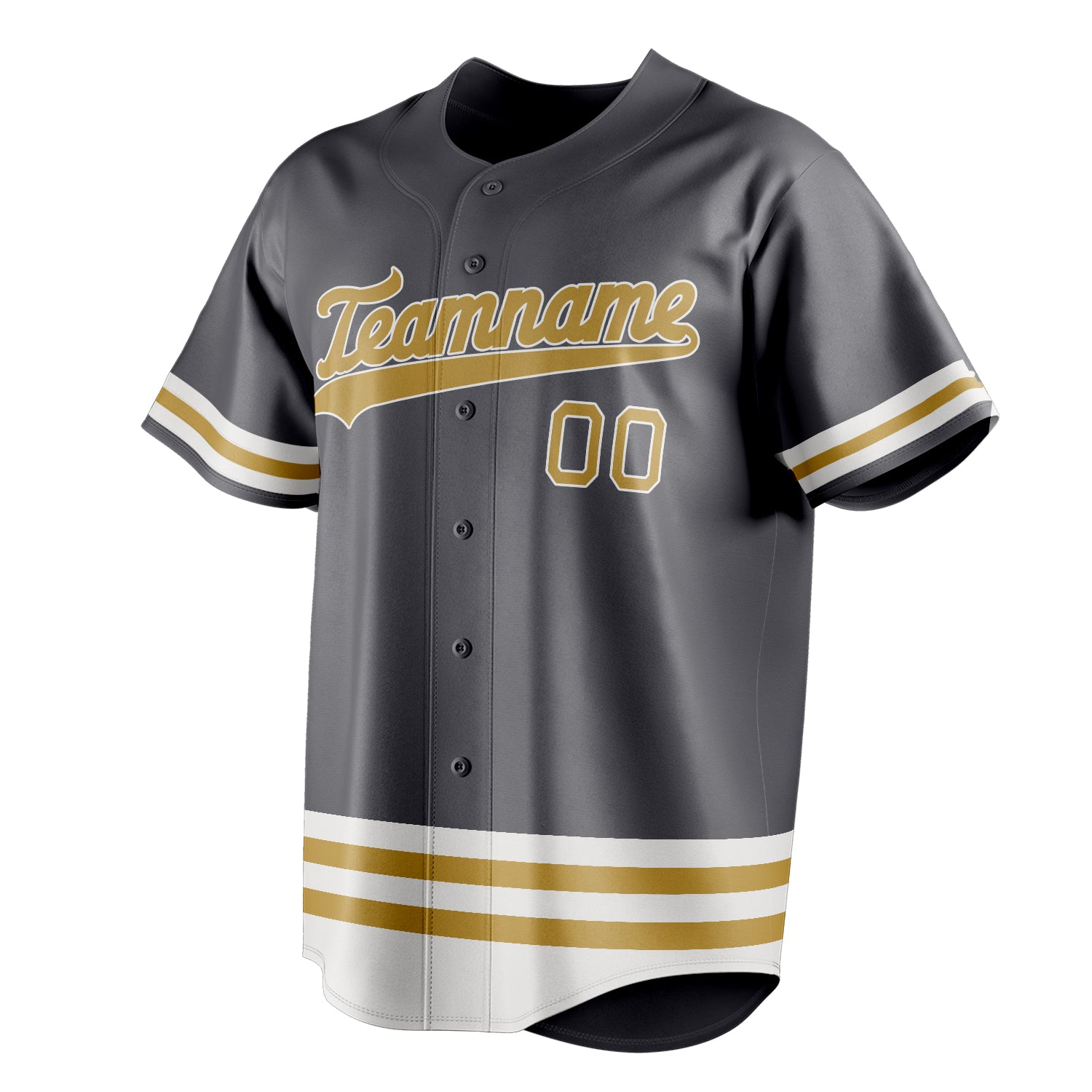 Personalized Steel Gray & Old Gold Double Stripe Fan Baseball Jersey