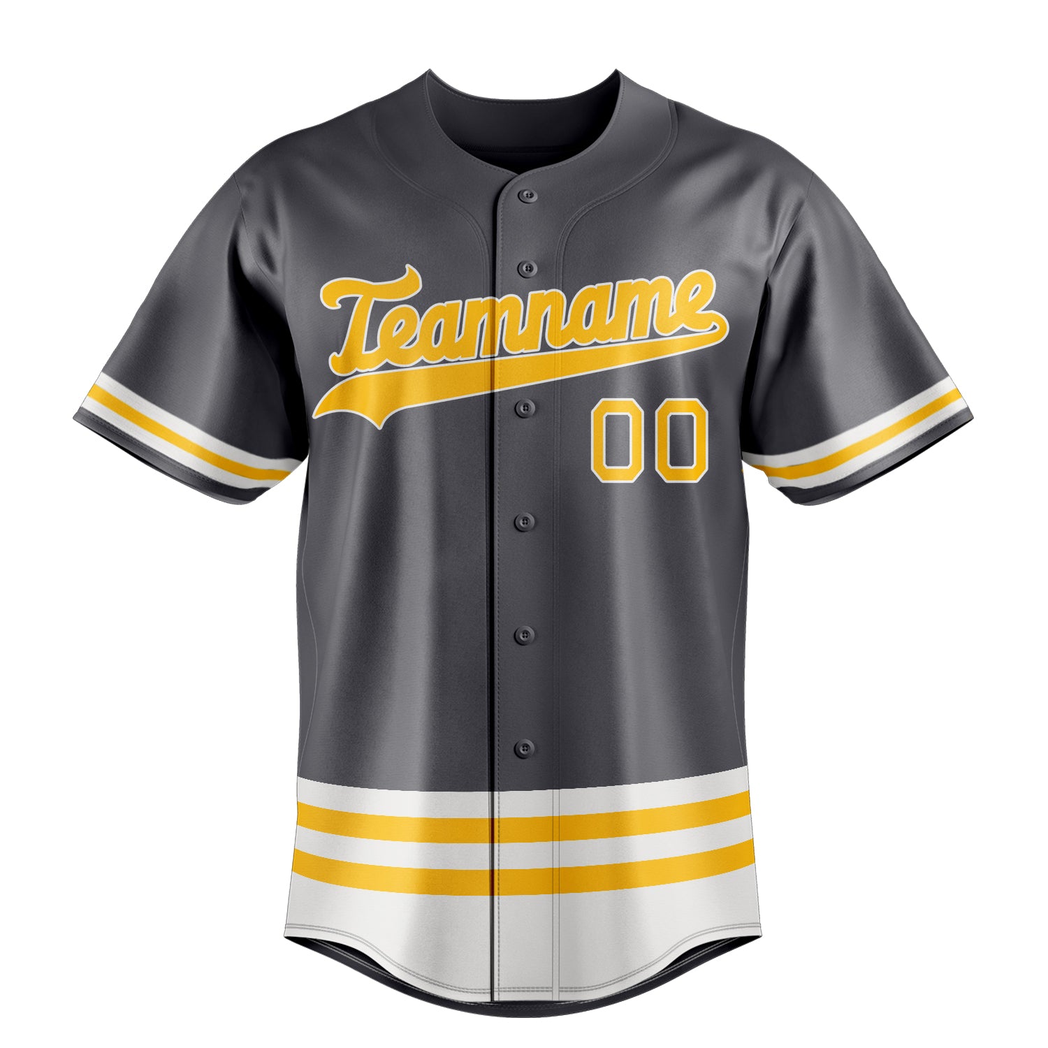 Personalized Steel Gray & Gold Double Stripe Fan Baseball Jersey