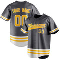 Personalized Steel Gray & Gold Double Stripe Fan Baseball Jersey BB01240530CK284