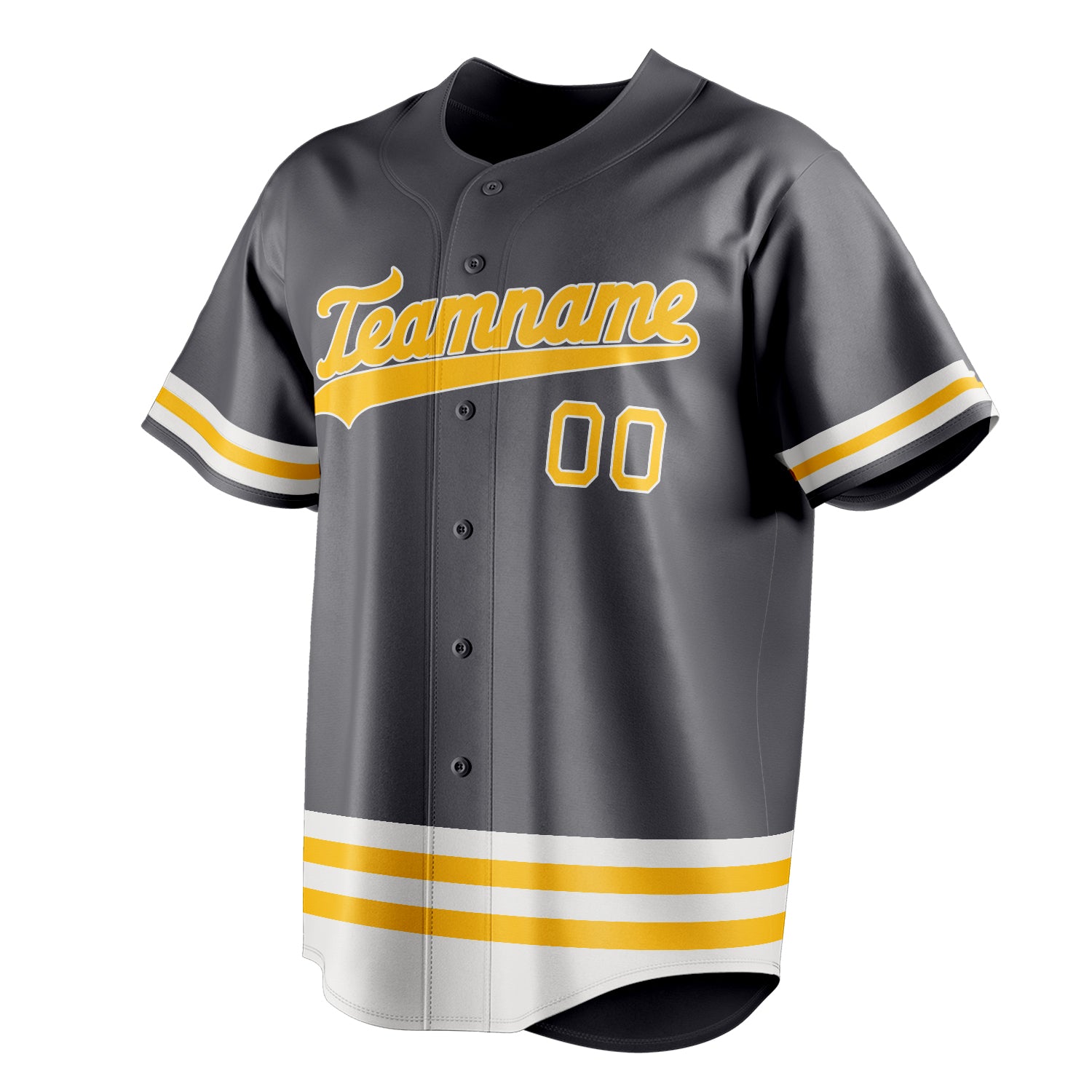 Personalized Steel Gray & Gold Double Stripe Fan Baseball Jersey