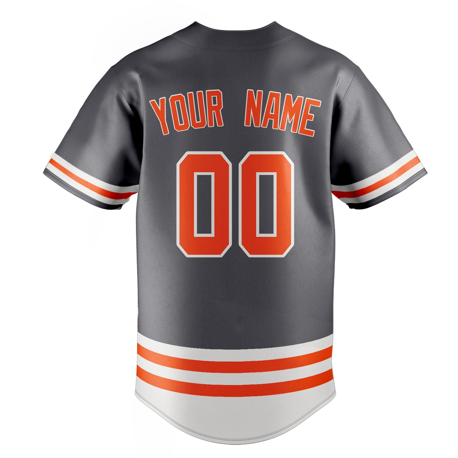 Personalized Steel Gray & Orange Double Stripe Fan Baseball Jersey