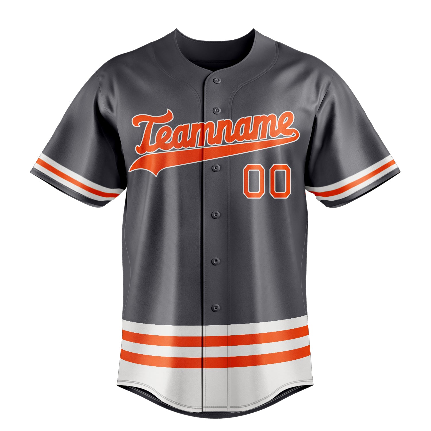 Personalized Steel Gray & Orange Double Stripe Fan Baseball Jersey
