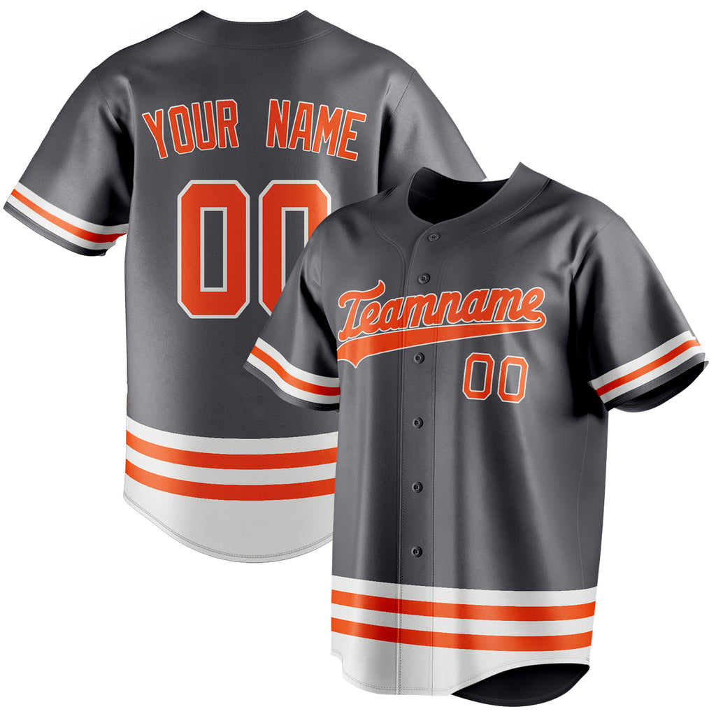Personalized Steel Gray & Orange Double Stripe Fan Baseball Jersey BB01240530CK285