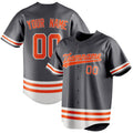 Personalized Steel Gray & Orange Double Stripe Fan Baseball Jersey BB01240530CK285