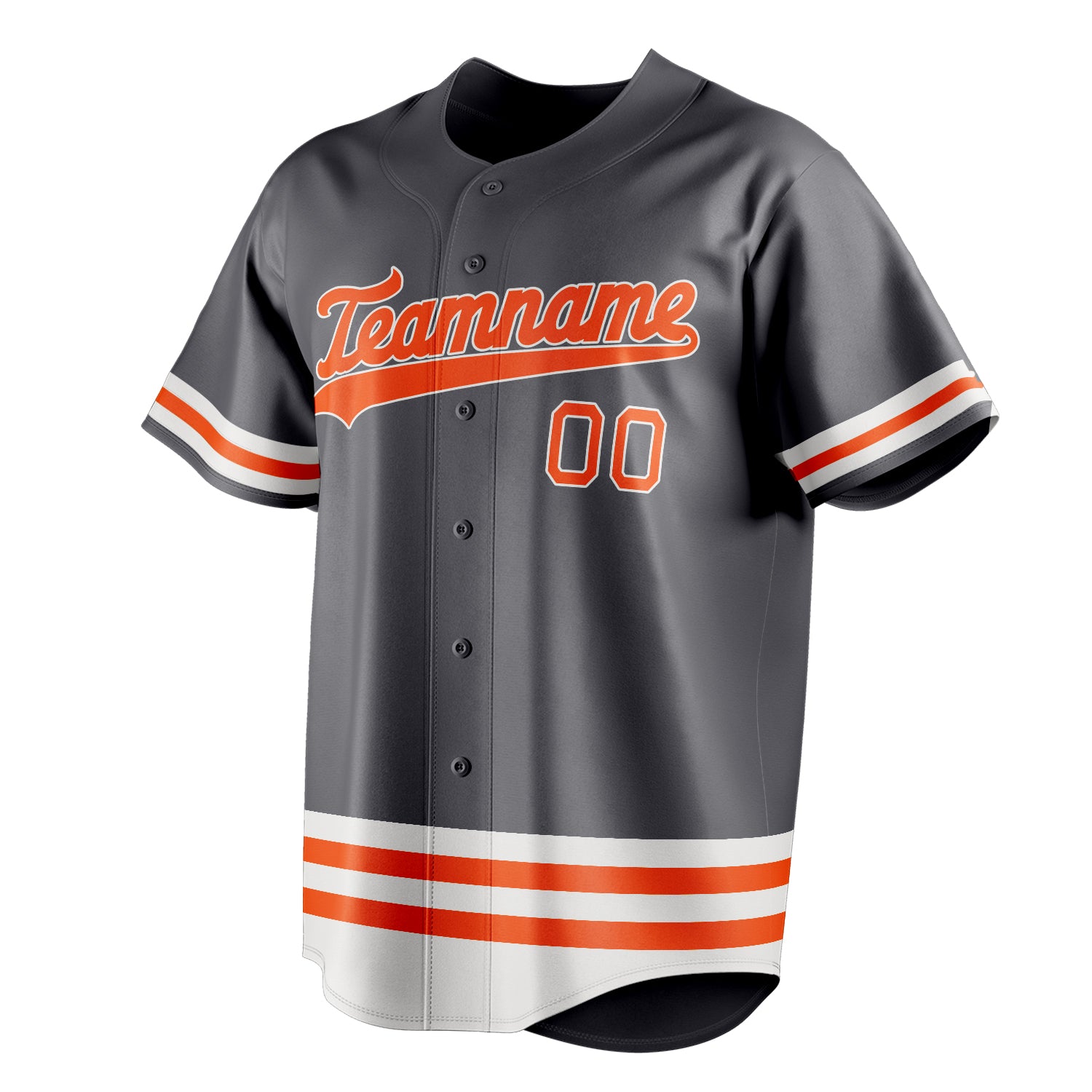 Personalized Steel Gray & Orange Double Stripe Fan Baseball Jersey