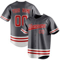Personalized Steel Gray & Red Double Stripe Fan Baseball Jersey BB01240530CK286
