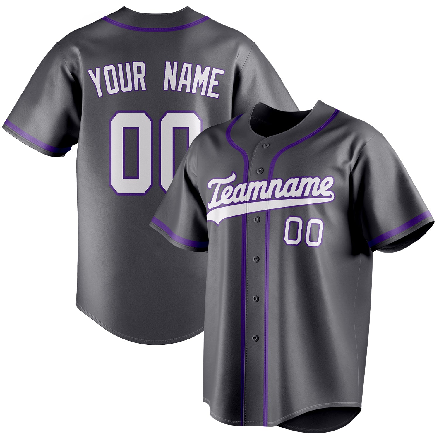 Personalized Steel Gray & White Color Fan Baseball Jersey BB01240530CK288