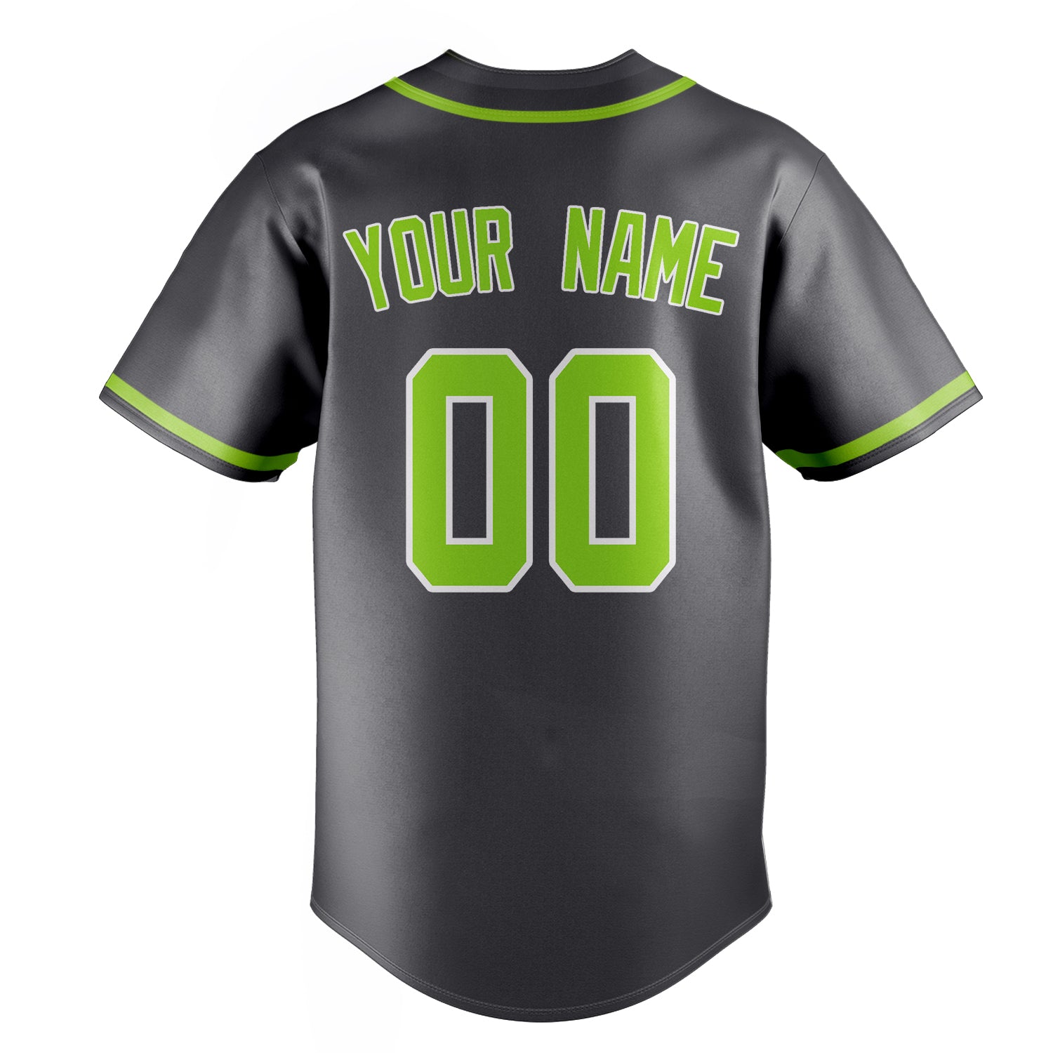 Personalized Steel Gray & Neon Green Color Fan Baseball Jersey