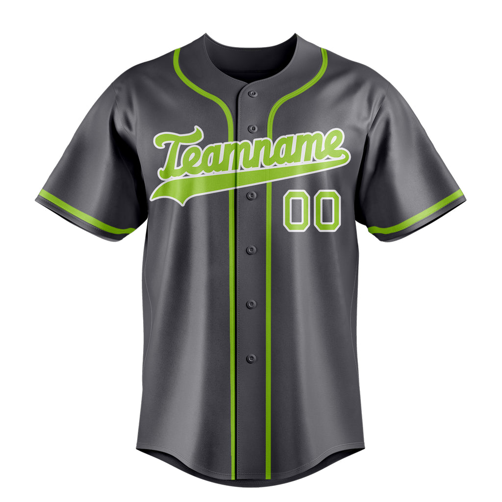 Personalized Steel Gray & Neon Green Color Fan Baseball Jersey