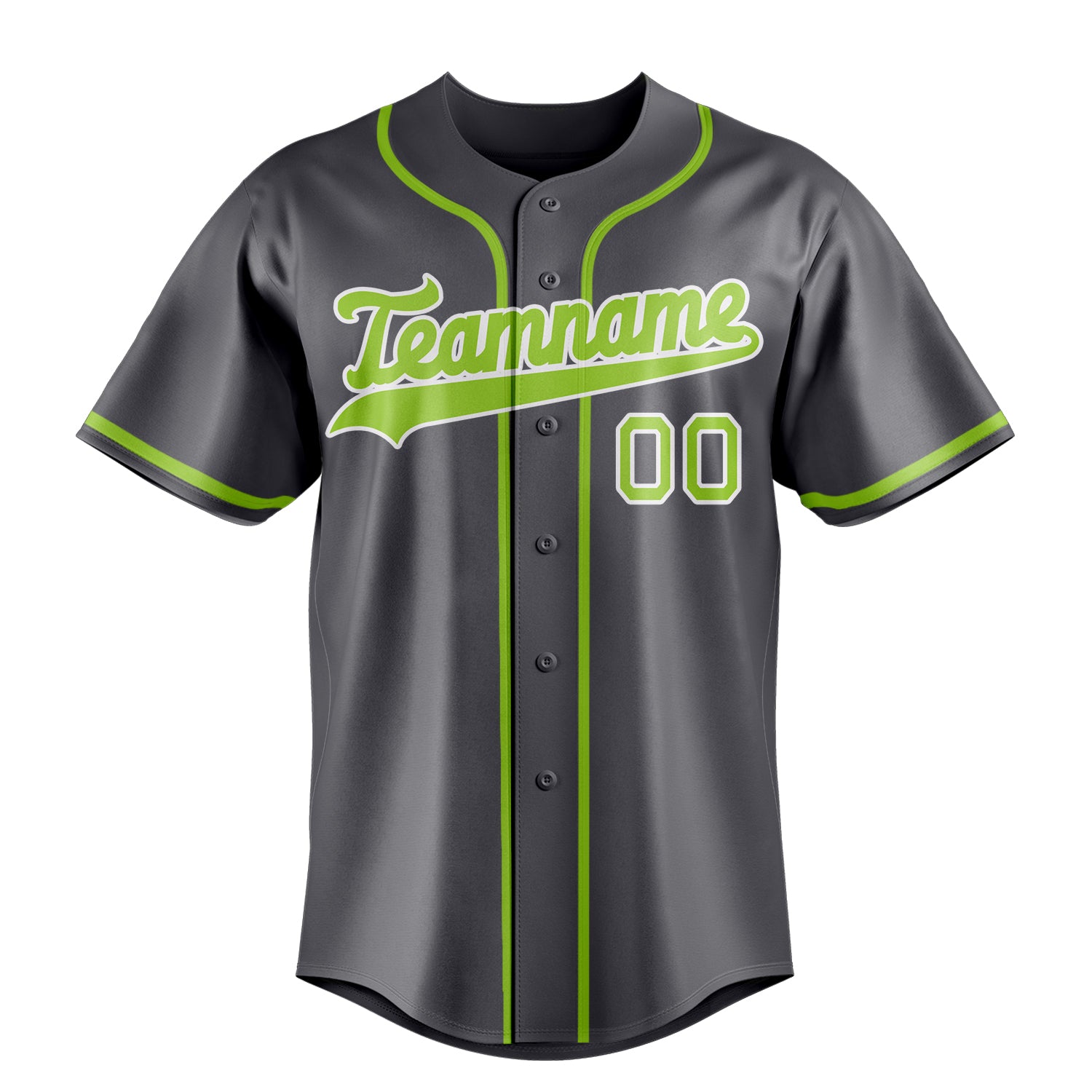 Personalized Steel Gray & Neon Green Color Fan Baseball Jersey