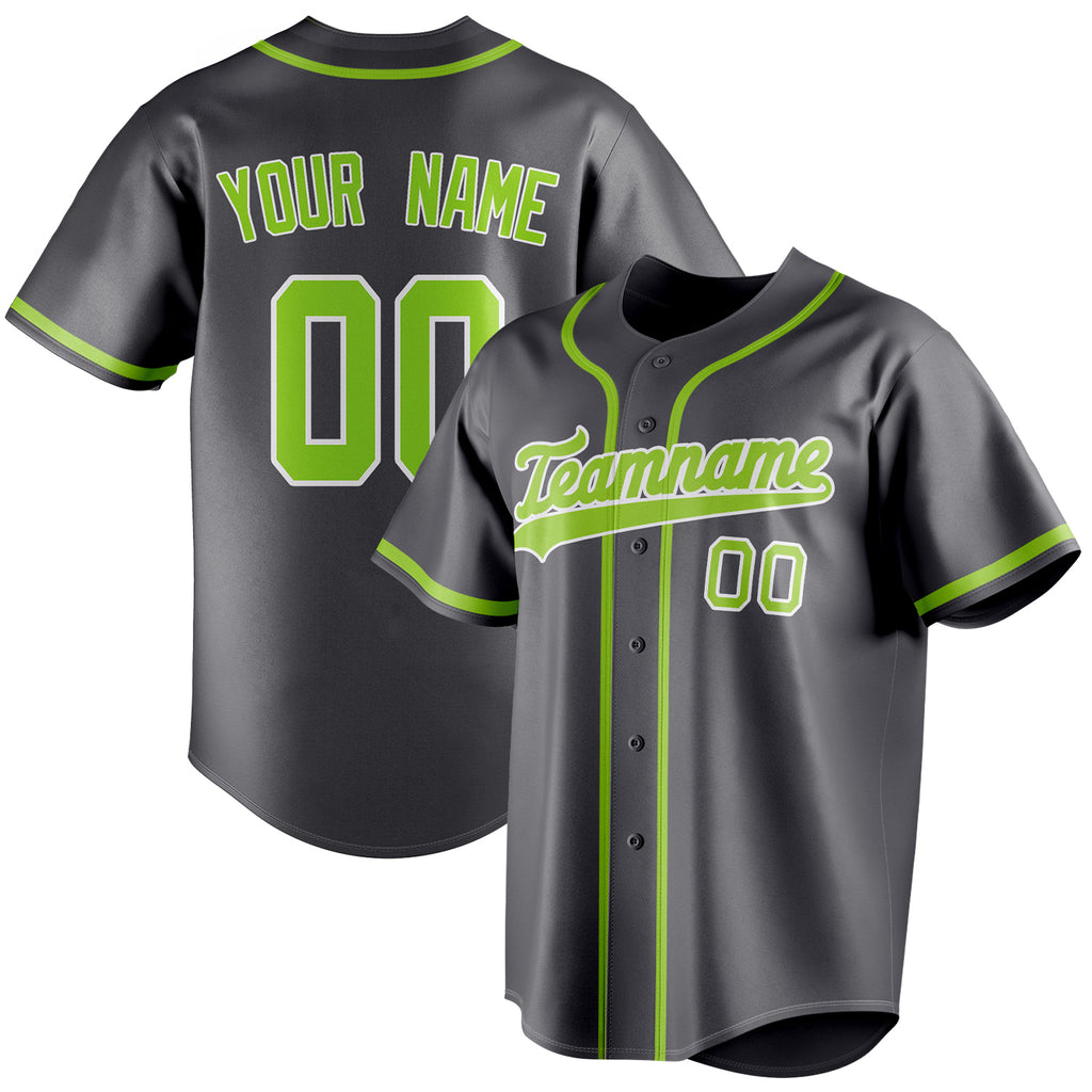 Personalized Steel Gray & Neon Green Color Fan Baseball Jersey BB01240530CK289