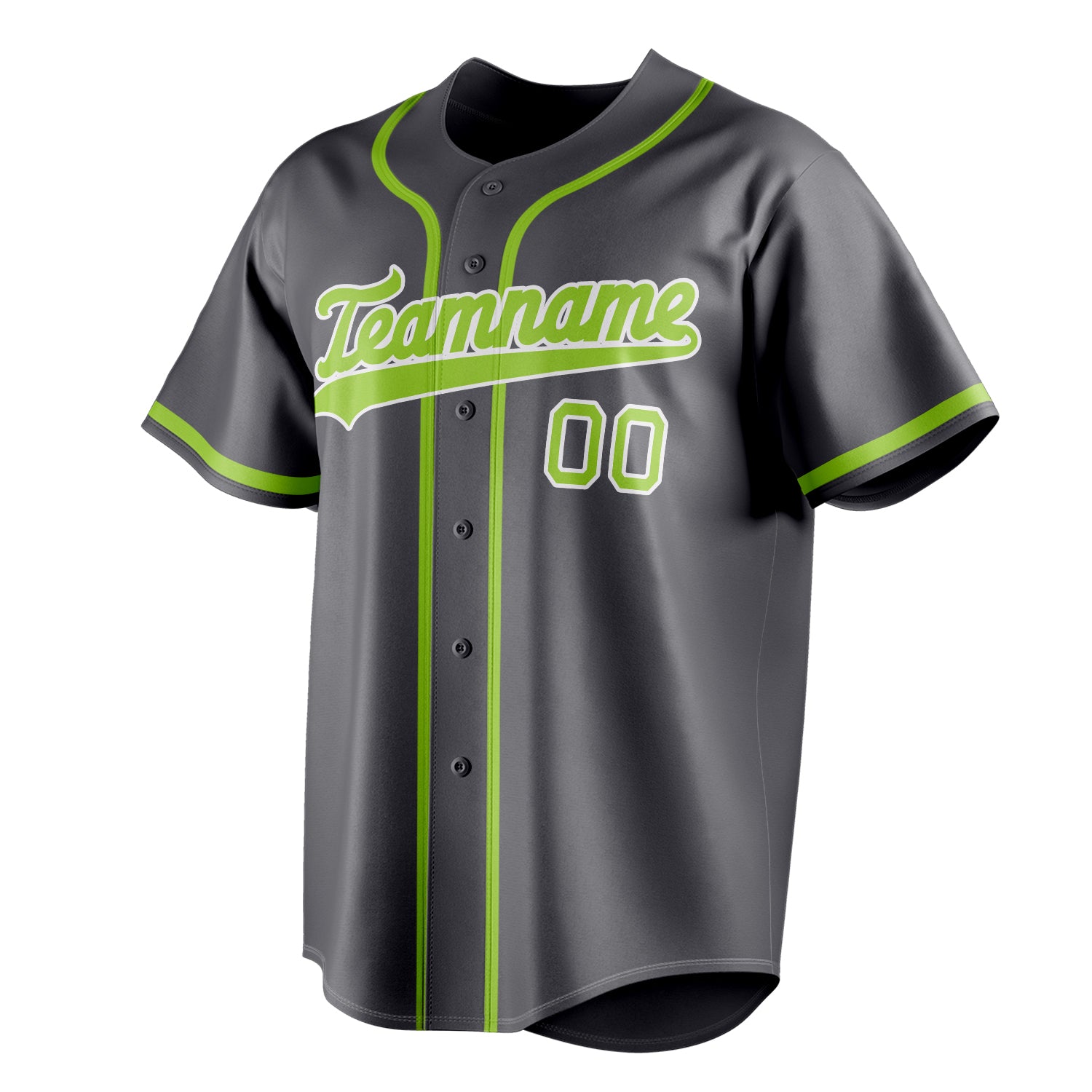 Personalized Steel Gray & Neon Green Color Fan Baseball Jersey