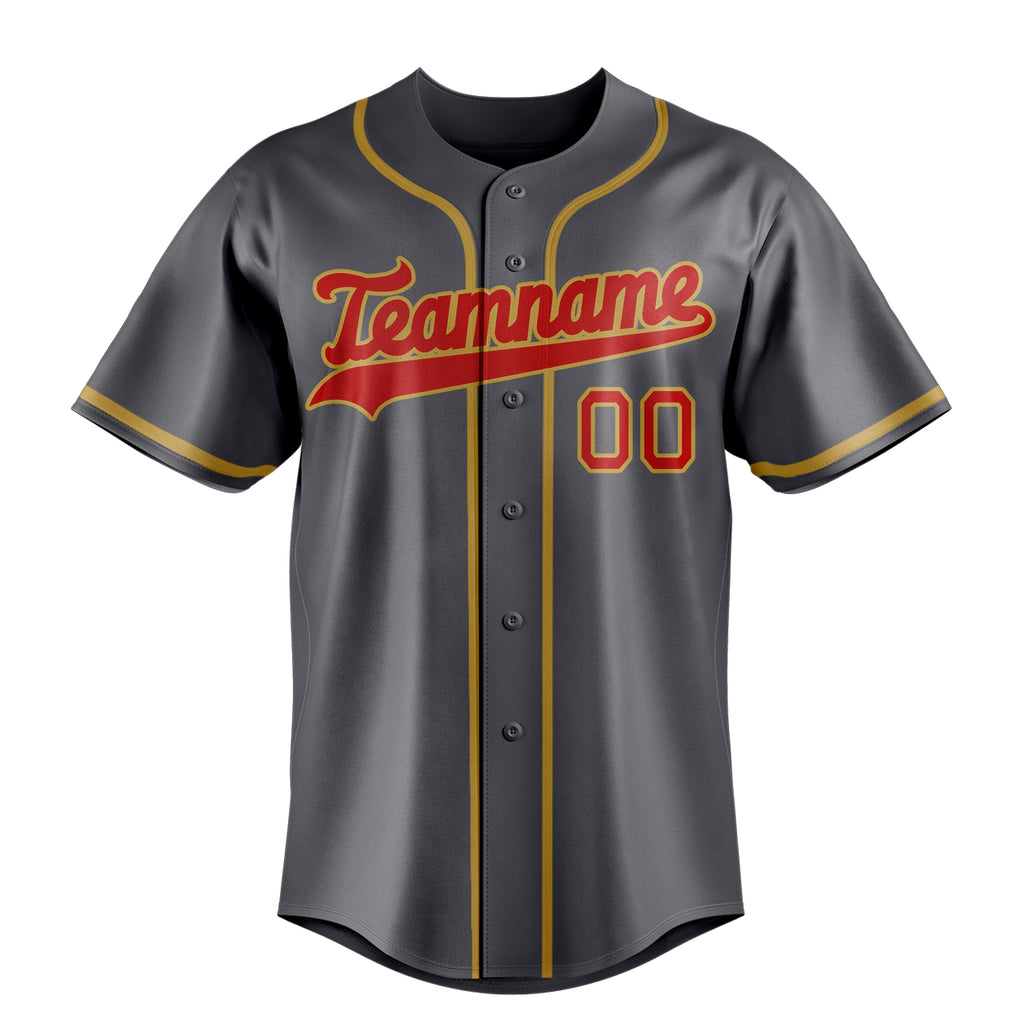 Personalized Steel Gray & Red Color Fan Baseball Jersey