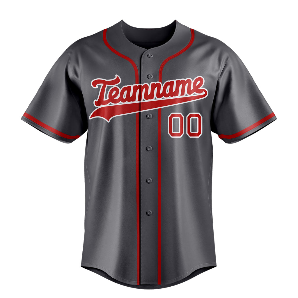 Personalized Steel Gray & Red Color Fan Baseball Jersey