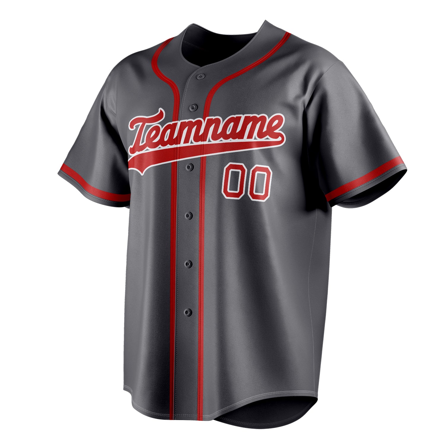 Personalized Steel Gray & Red Color Fan Baseball Jersey