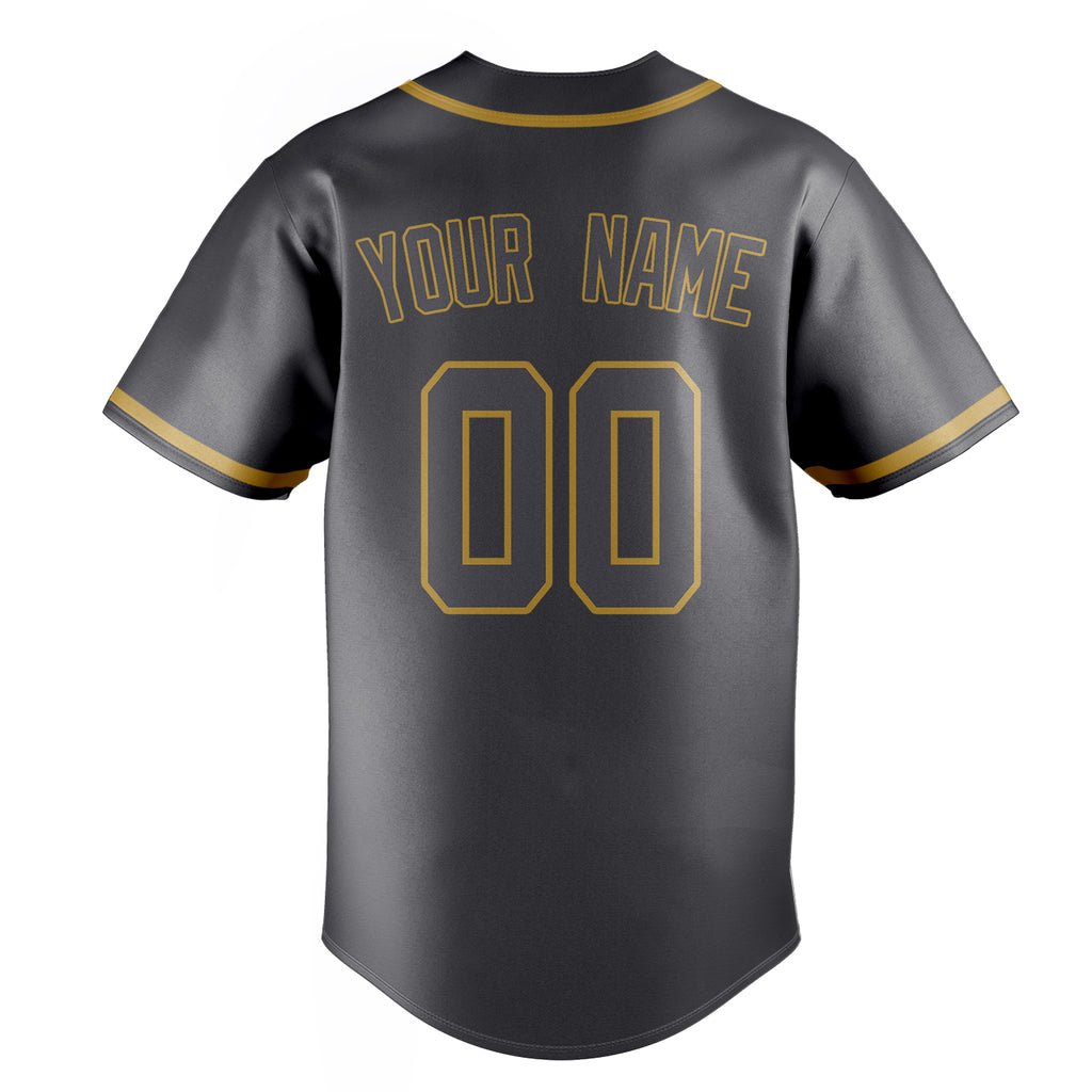 Personalized Steel Gray & Old Gold Color Fan Baseball Jersey