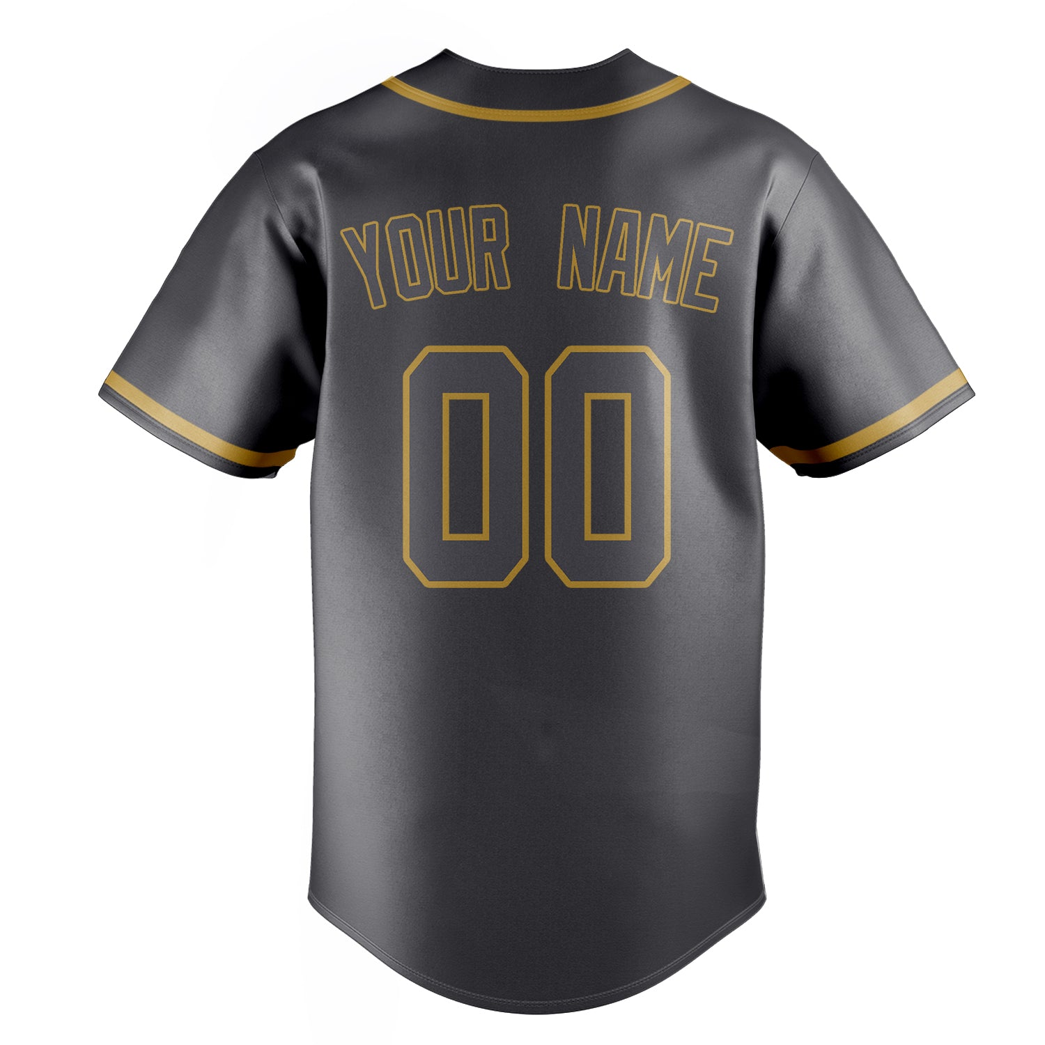 Personalized Steel Gray & Old Gold Color Fan Baseball Jersey