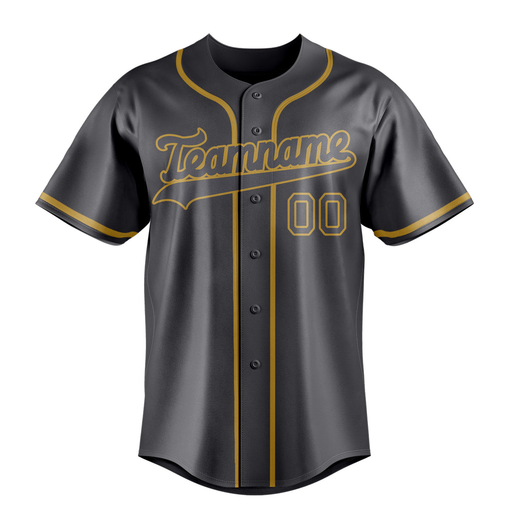 Personalized Steel Gray & Old Gold Color Fan Baseball Jersey