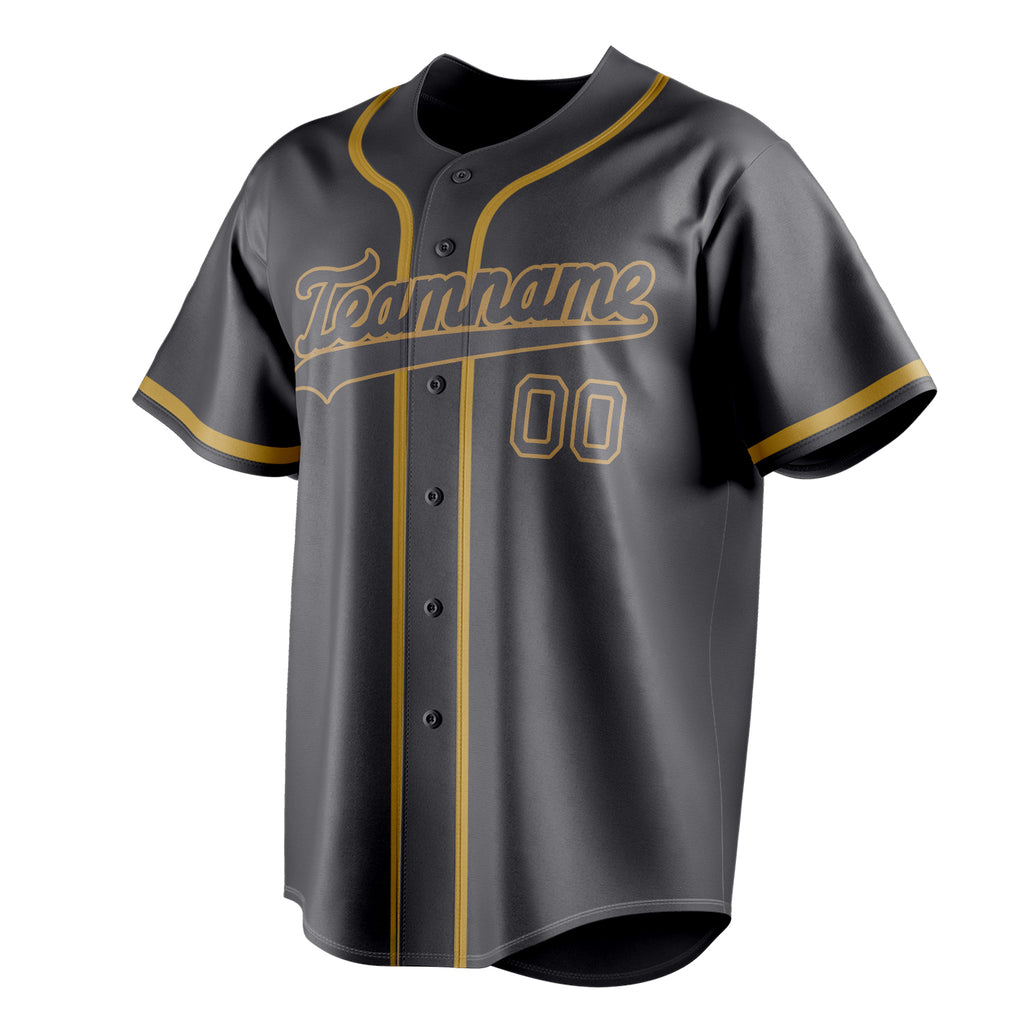 Personalized Steel Gray & Old Gold Color Fan Baseball Jersey