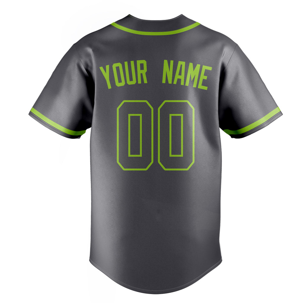 Personalized Steel Gray & Neon Green Color Fan Baseball Jersey