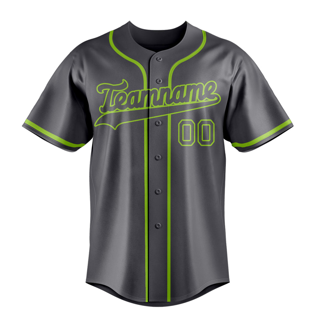 Personalized Steel Gray & Neon Green Color Fan Baseball Jersey