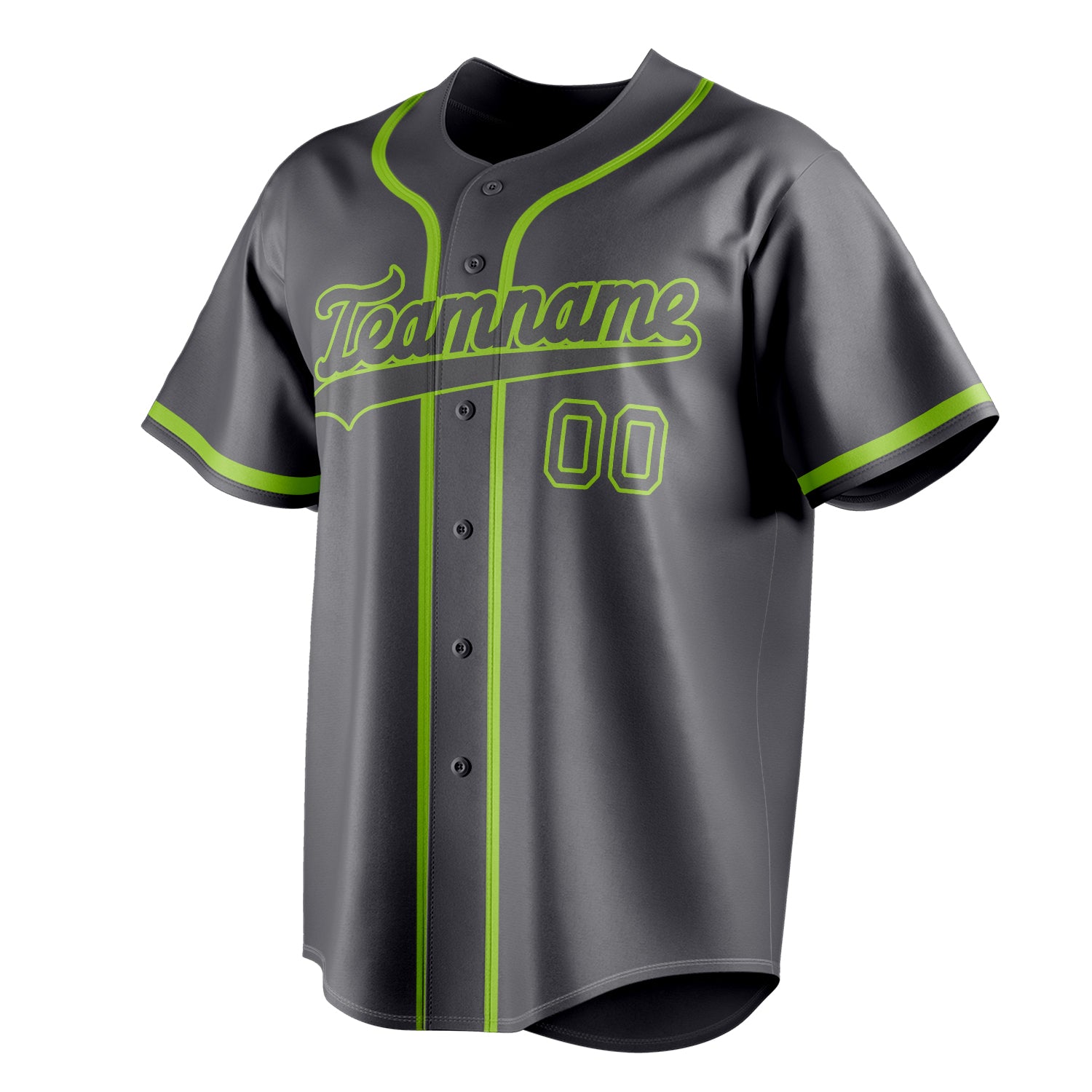 Personalized Steel Gray & Neon Green Color Fan Baseball Jersey