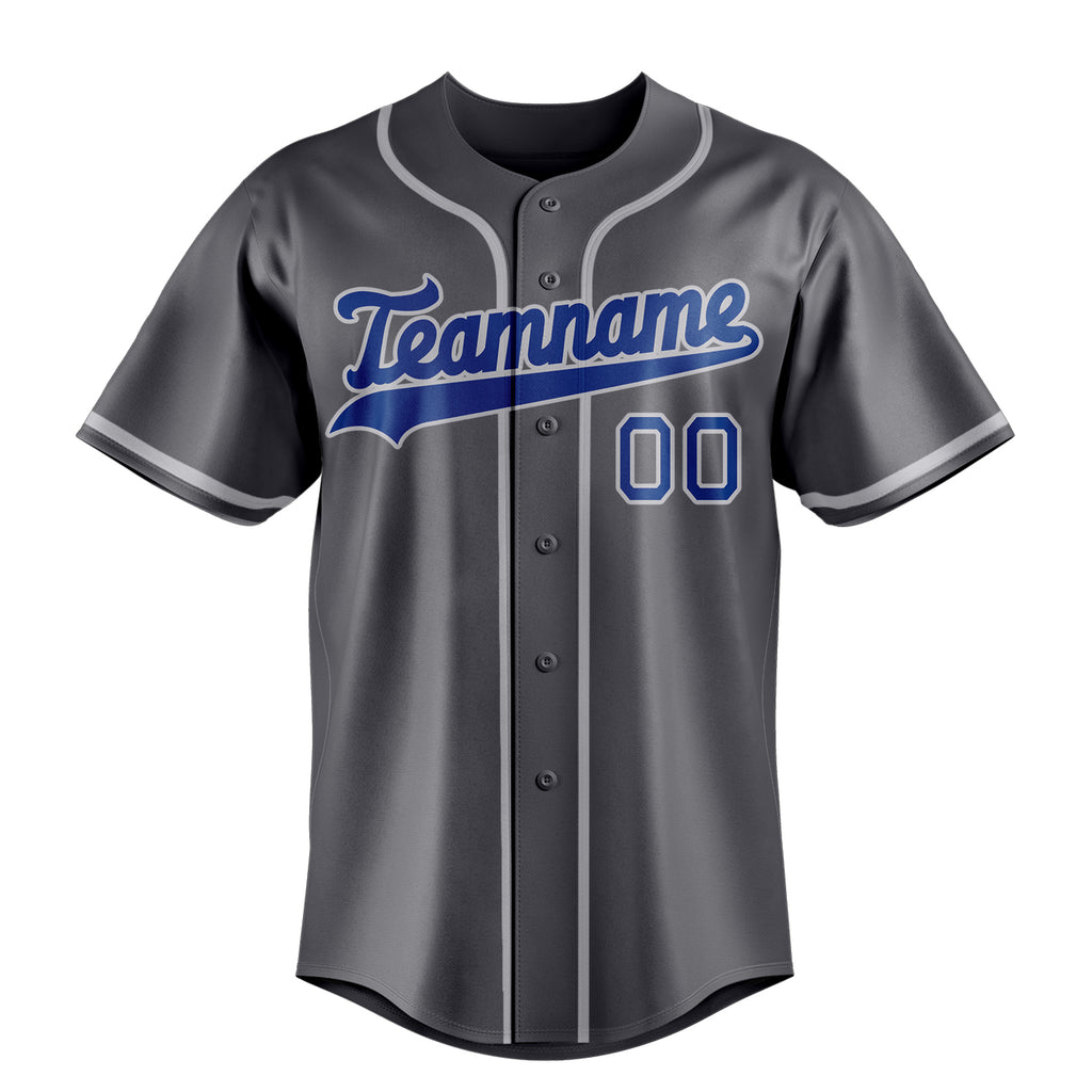 Personalized Steel Gray & Royal Color Fan Baseball Jersey