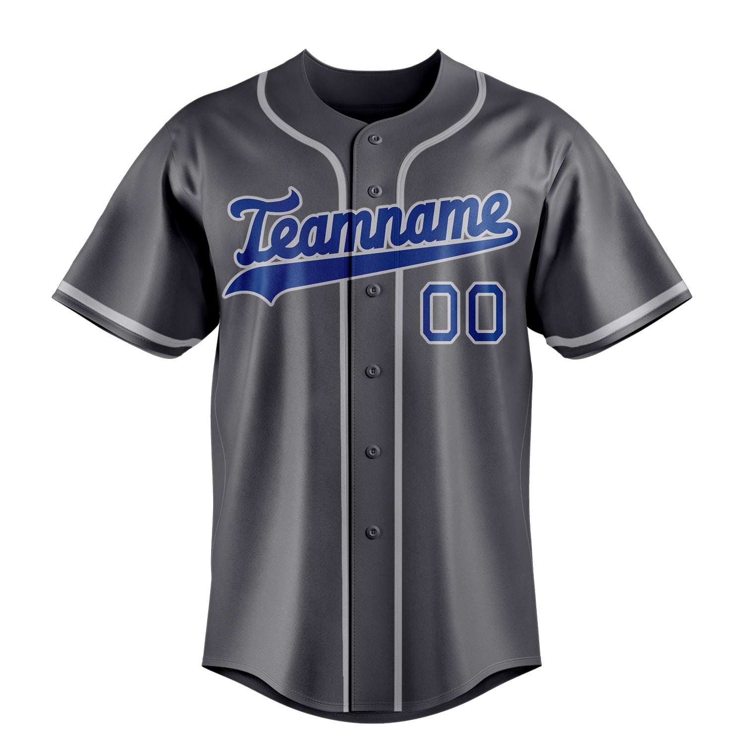 Personalized Steel Gray & Royal Color Fan Baseball Jersey