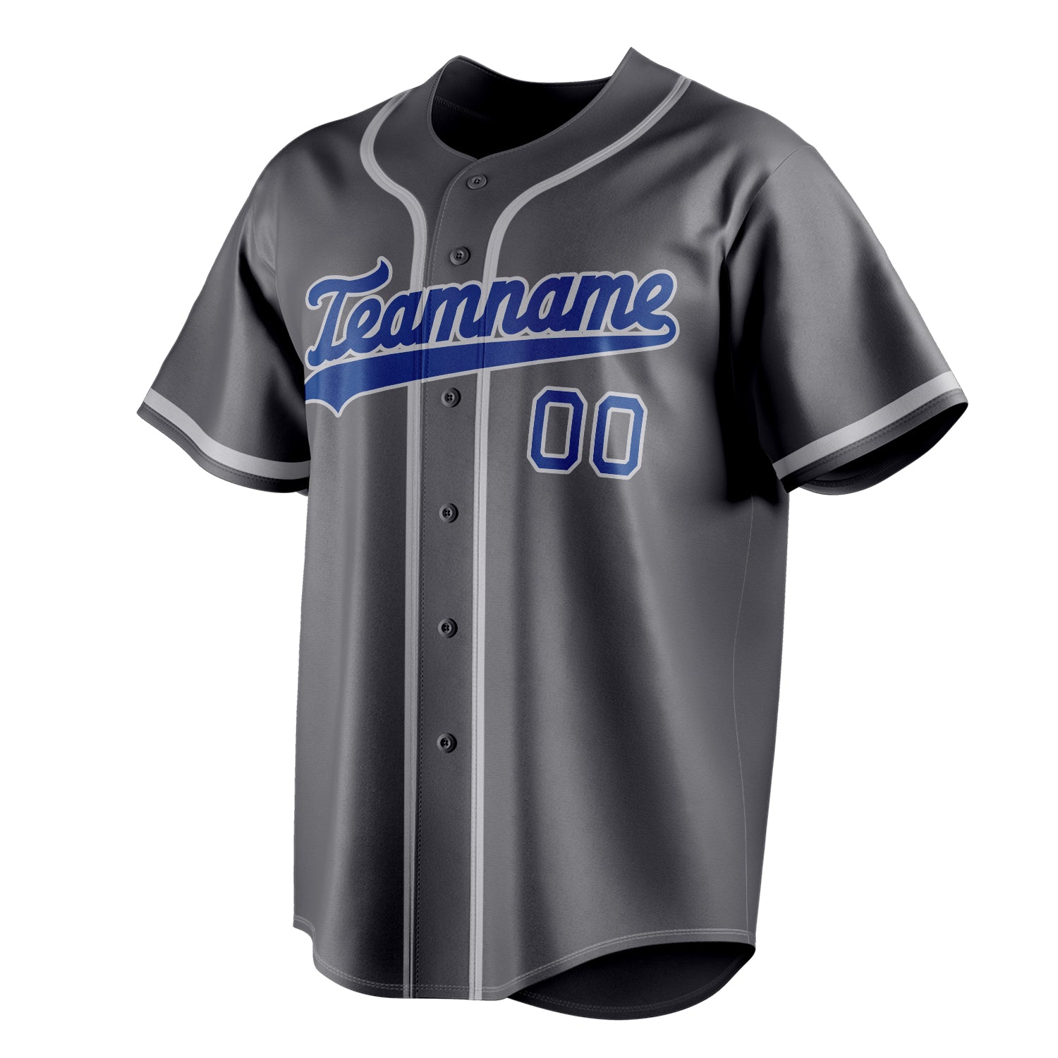 Personalized Steel Gray & Royal Color Fan Baseball Jersey