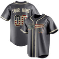 Personalized Steel Gray & Cream Vintage USA Flag Fan Baseball Jersey BB01240530CK296