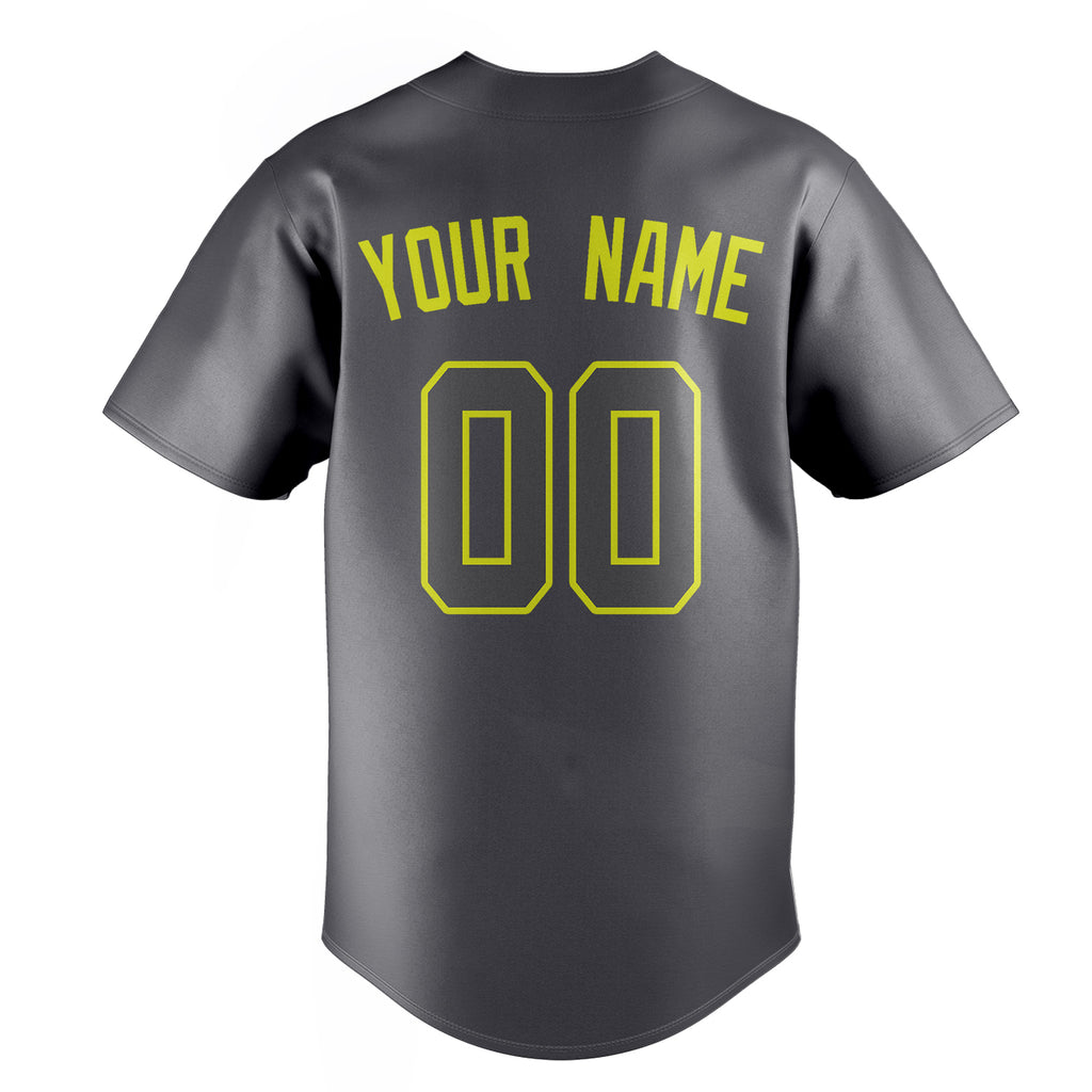 Personalized Steel Gray & Neon Yellow Color Fan Baseball Jersey