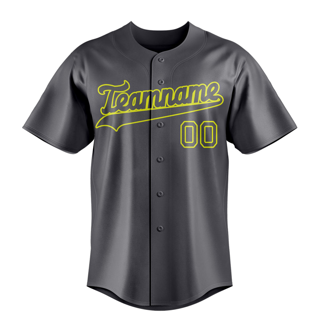 Personalized Steel Gray & Neon Yellow Color Fan Baseball Jersey