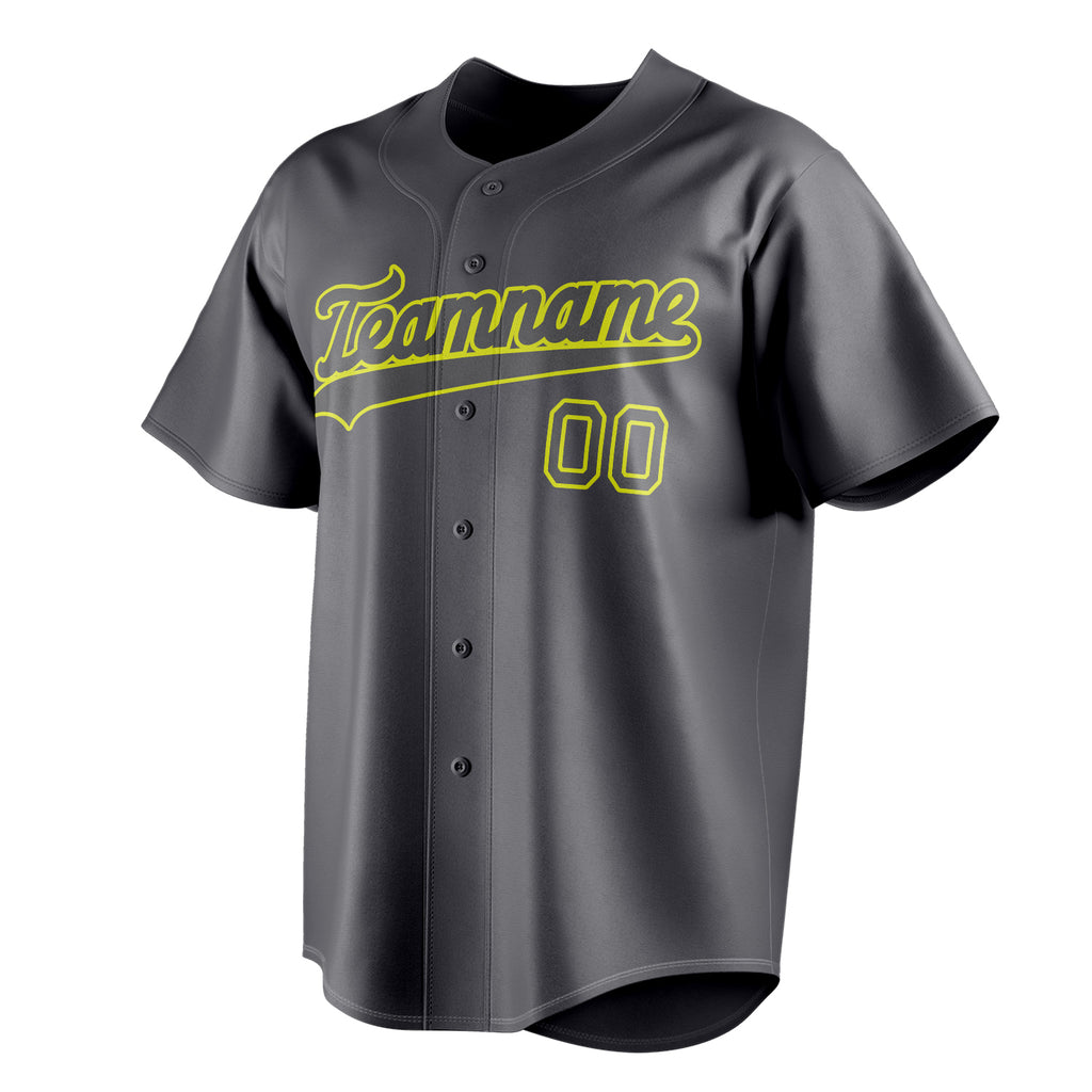 Personalized Steel Gray & Neon Yellow Color Fan Baseball Jersey