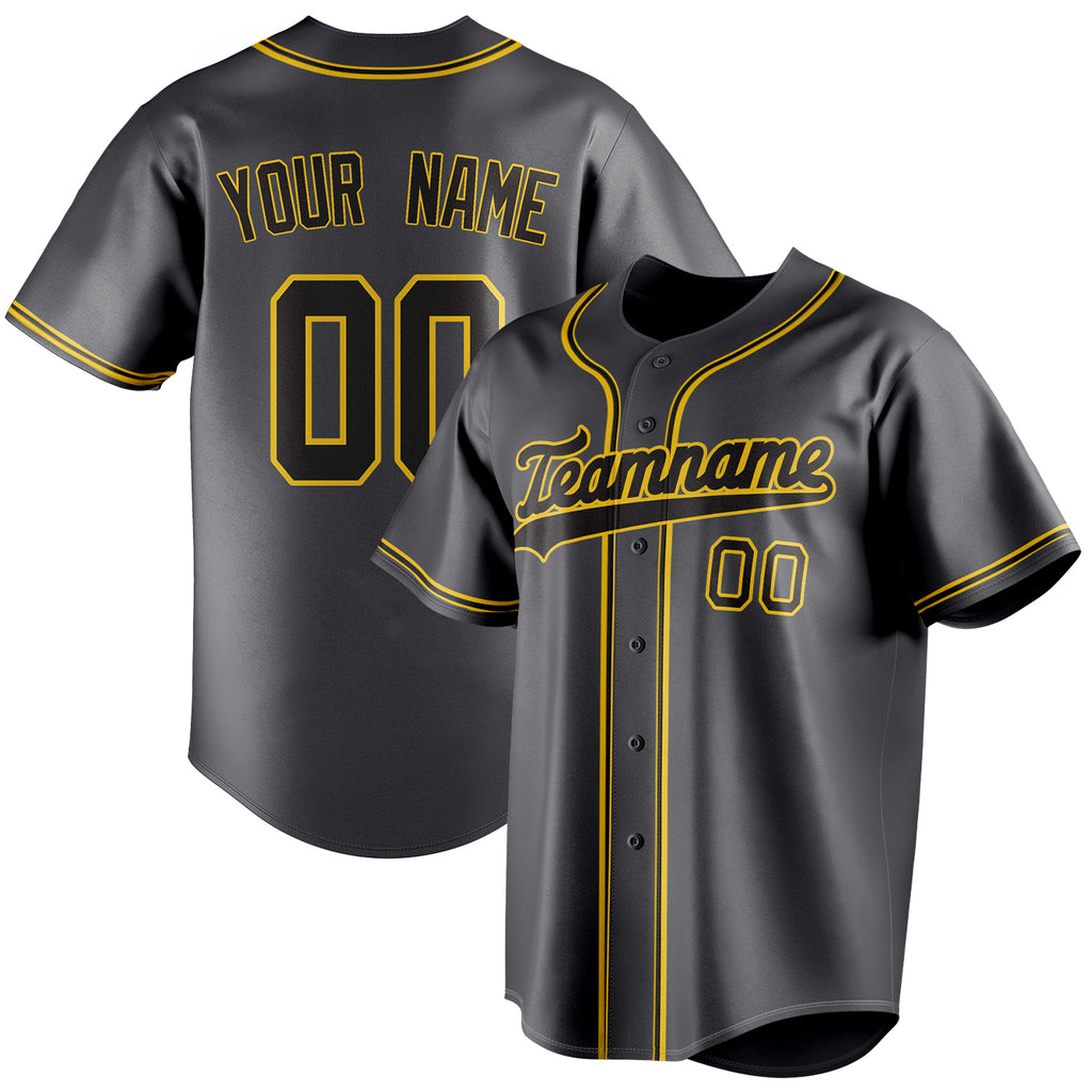 Personalized Steel Gray & Black Color Fan Baseball Jersey BB01240530CK298