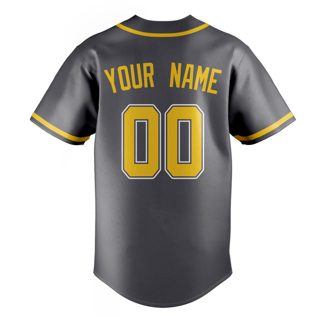 Personalized Steel Gray & Gold Color Fan Baseball Jersey