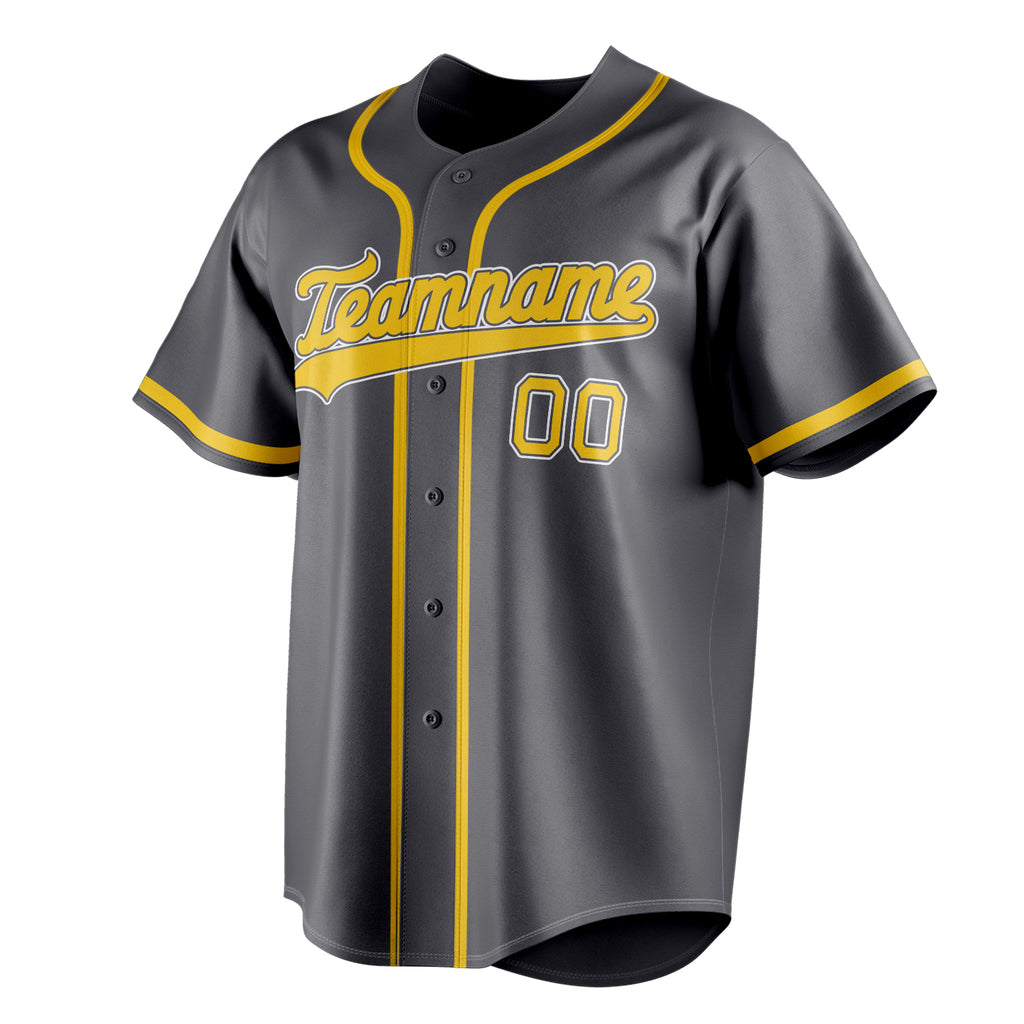 Personalized Steel Gray & Gold Color Fan Baseball Jersey