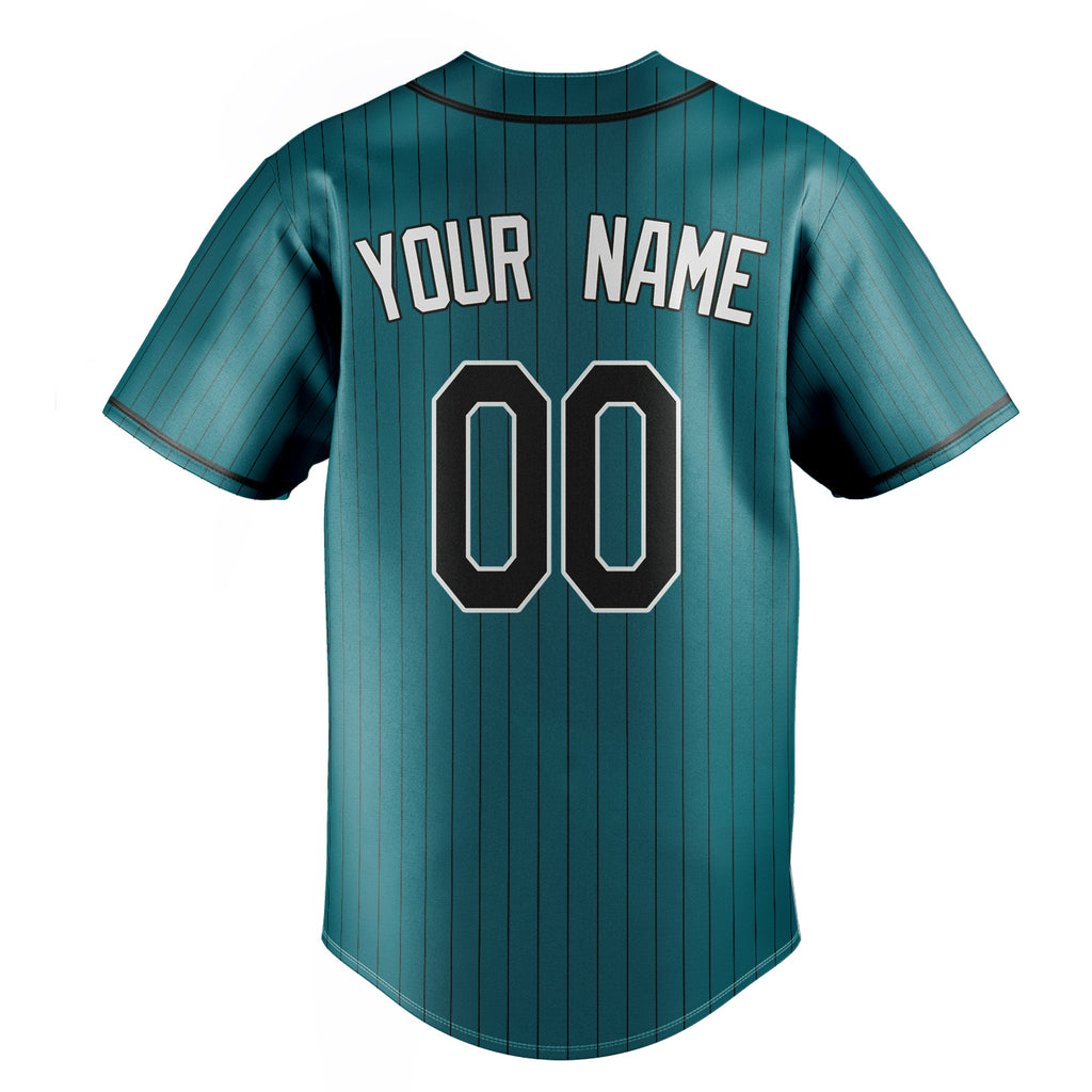 Personalized Teal & Black Black Pinstripe Fan Baseball Jersey