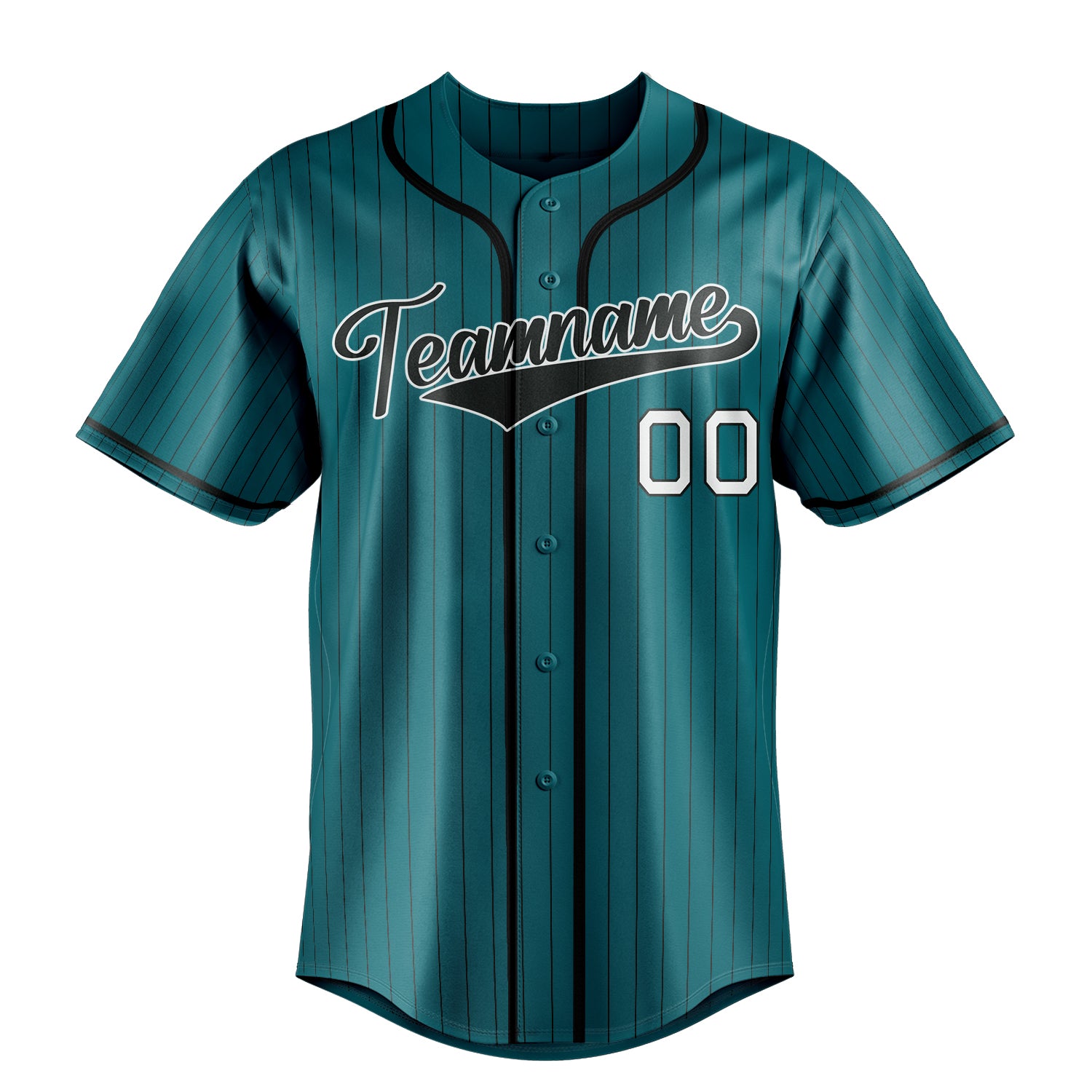Personalized Teal & Black Black Pinstripe Fan Baseball Jersey