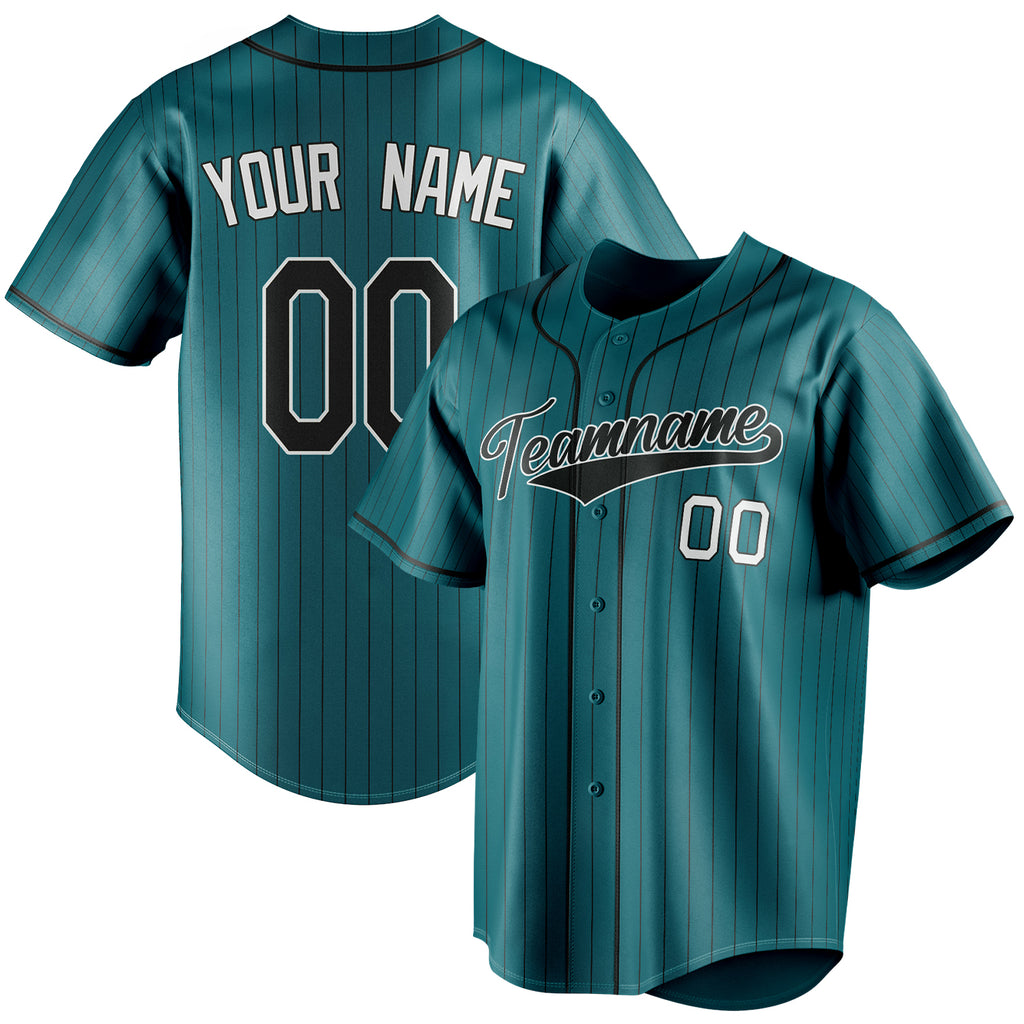 Personalized Teal & Black Black Pinstripe Fan Baseball Jersey BB01240530CK320