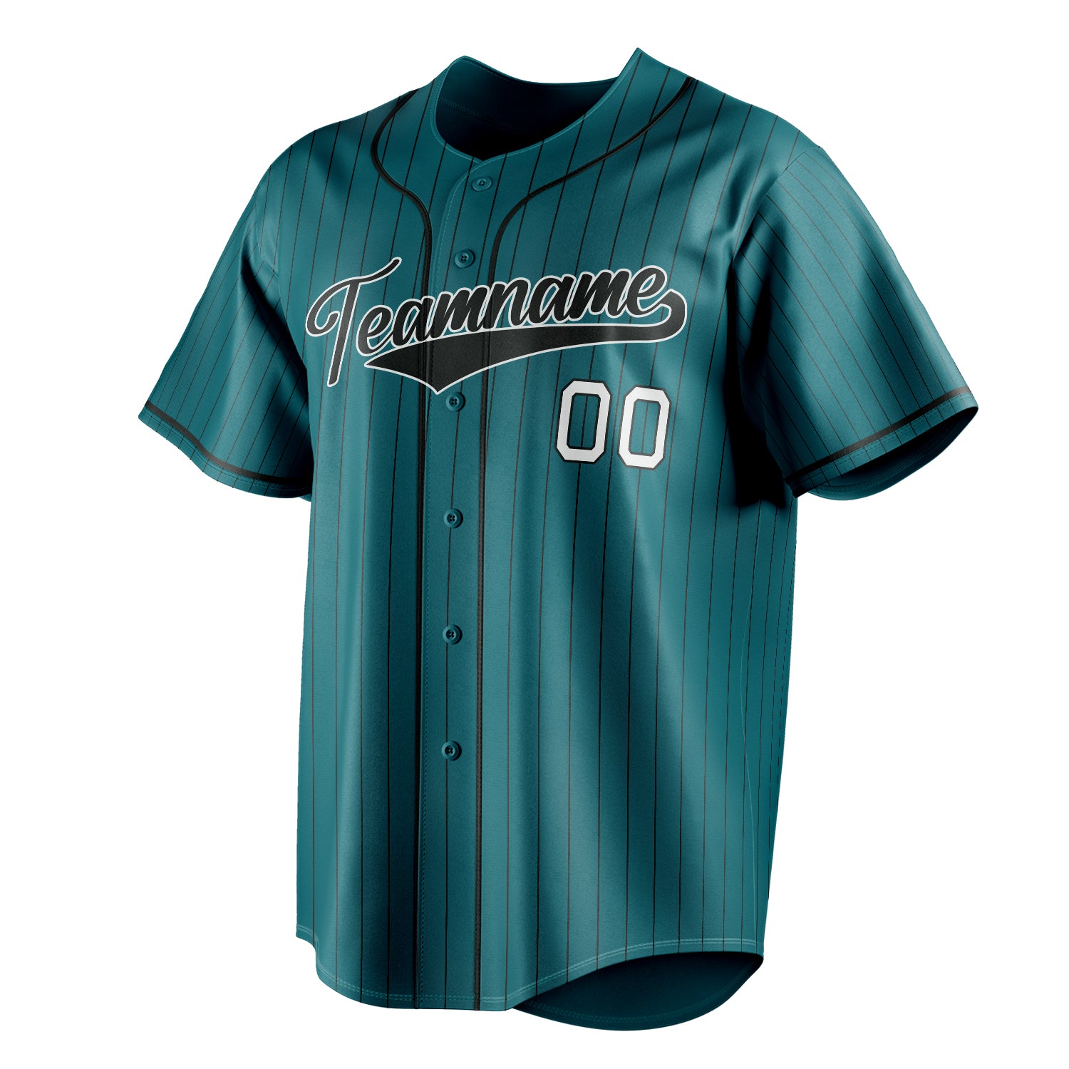 Personalized Teal & Black Black Pinstripe Fan Baseball Jersey