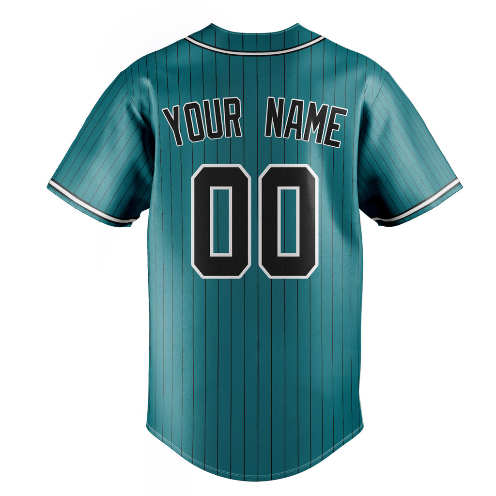 Personalized Teal & Black Black Pinstripe Fan Baseball Jersey