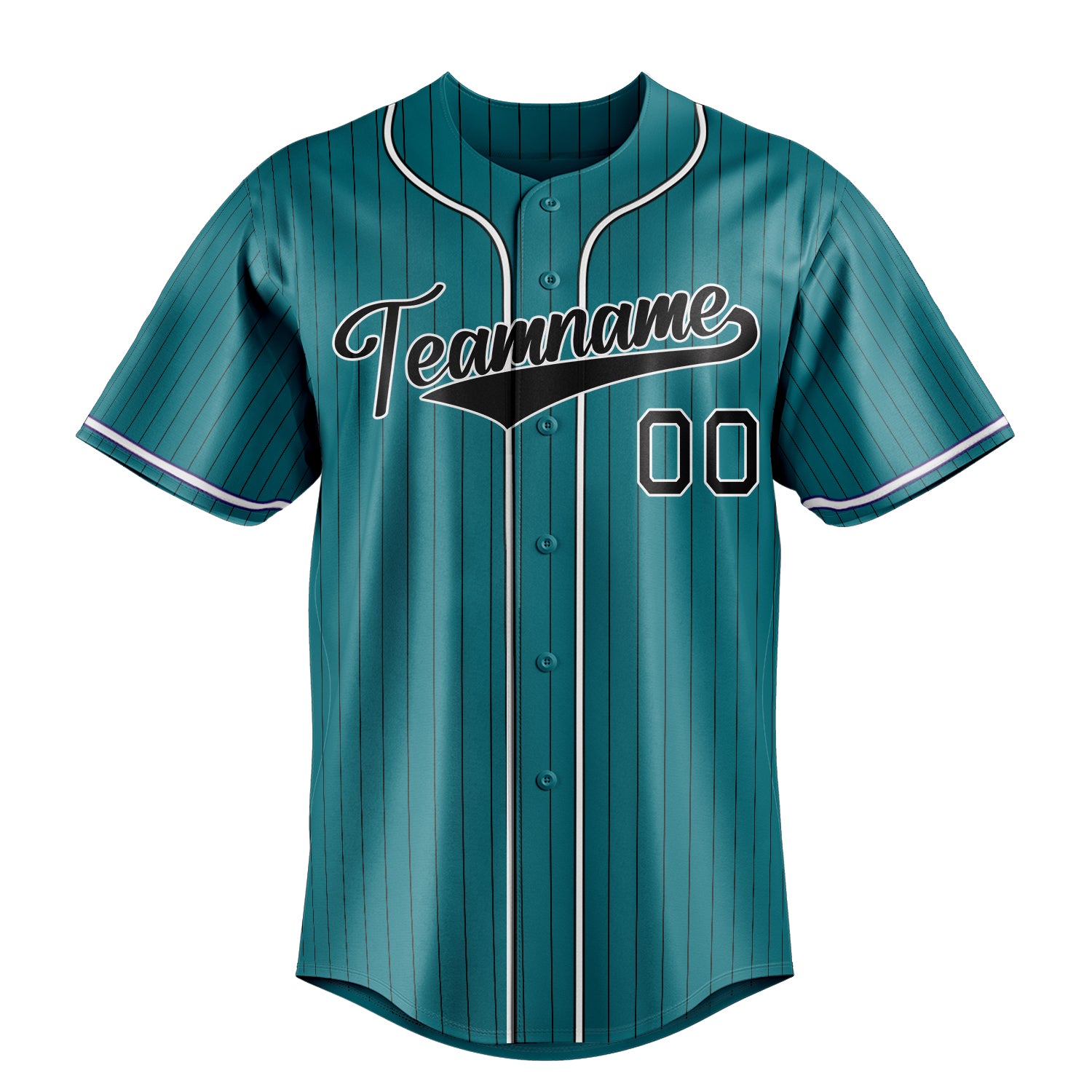 Personalized Teal & Black Black Pinstripe Fan Baseball Jersey