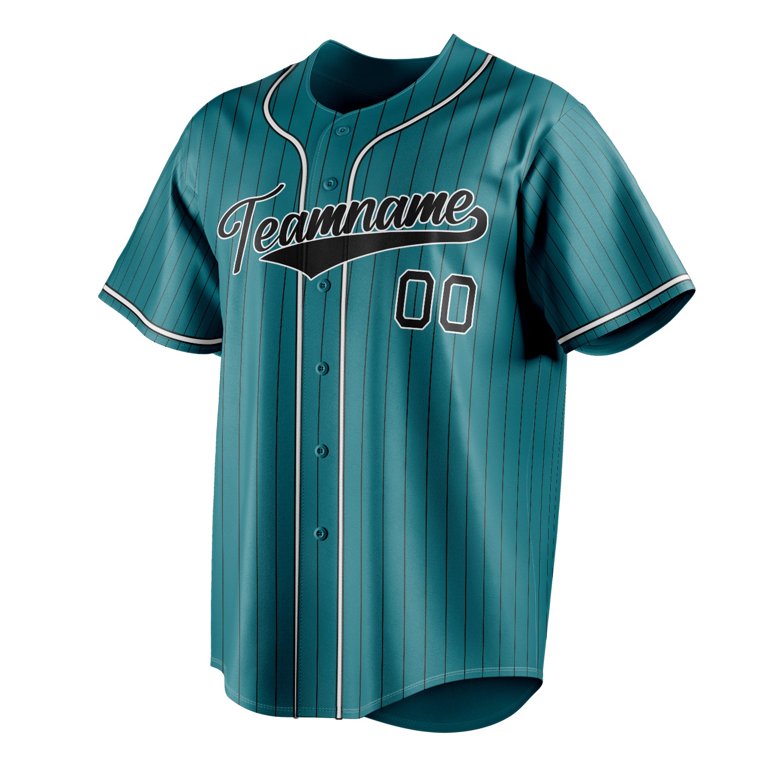 Personalized Teal & Black Black Pinstripe Fan Baseball Jersey
