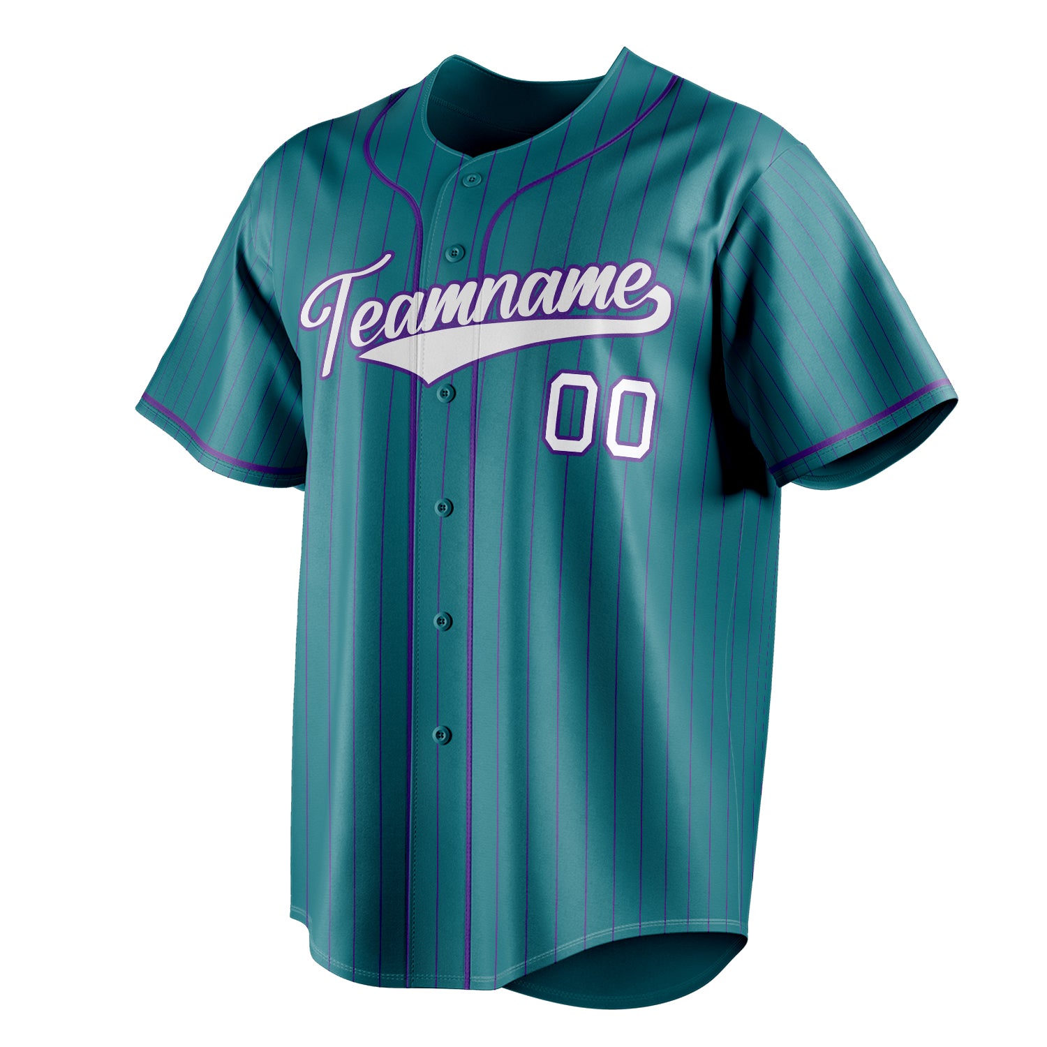 Personalized Teal & White Purple Pinstripe Fan Baseball Jersey